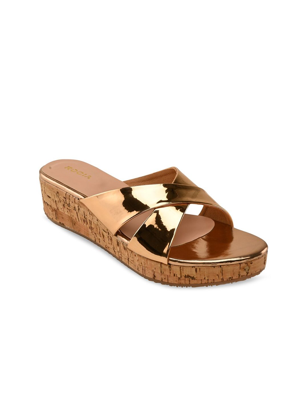 Rocia Champagne Block Sandals with Buckles Price in India