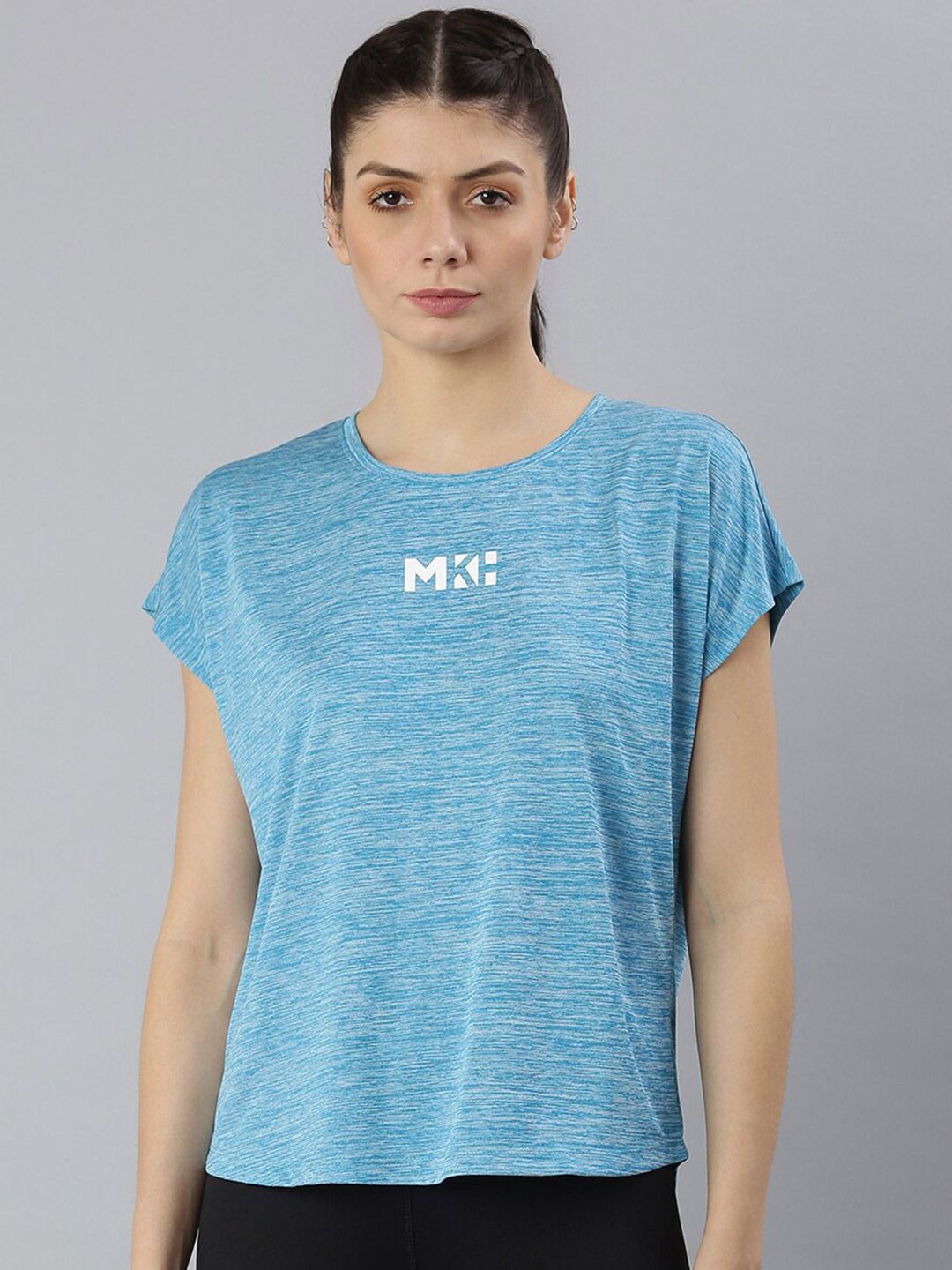 MKH Women Relaxed Fit Blue Dri-FIT T-shirt Price in India