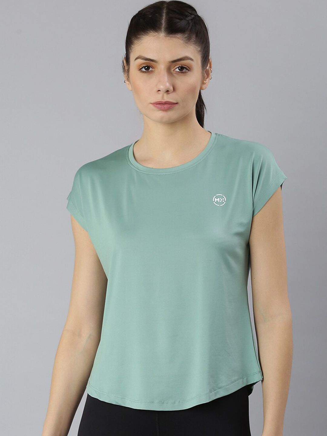 MKH Women Green Extended Sleeves Dri-FIT T-shirt Price in India