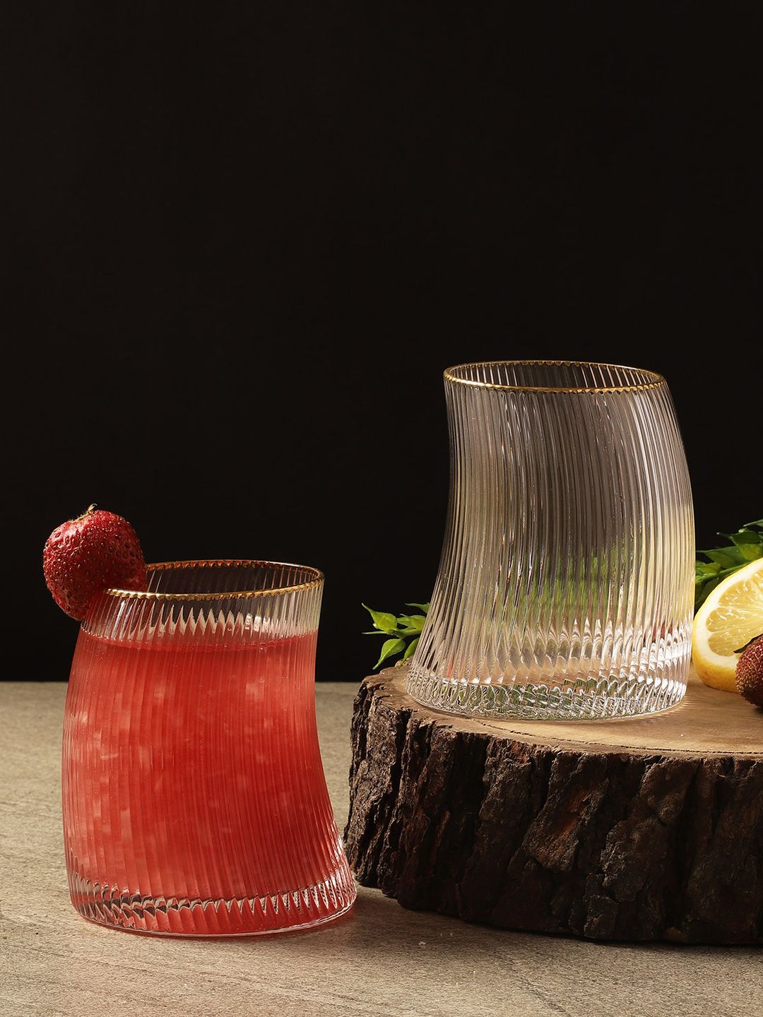 The Decor Mart Set Of 2 Transparent Water Or Juice Glass 480 ML Price in India