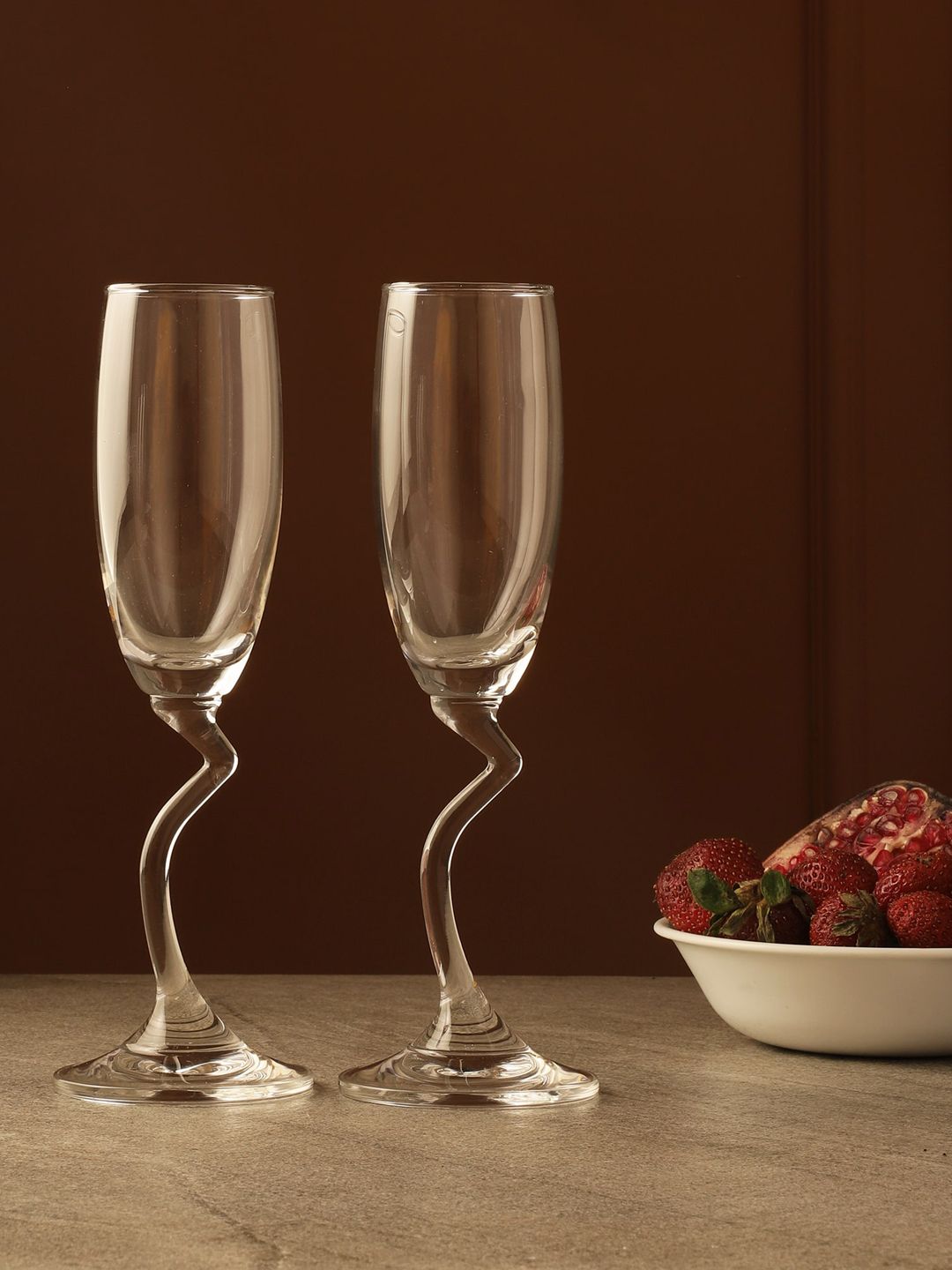 The Decor Mart Set of 2 Transparent Solid Salsa Flute Glass Price in India