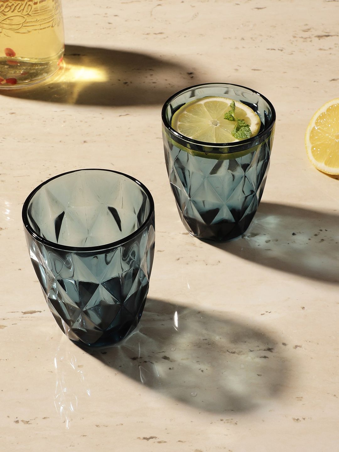 The Decor Mart Set Of 2 Textured Tinted Drinking Glass Price in India
