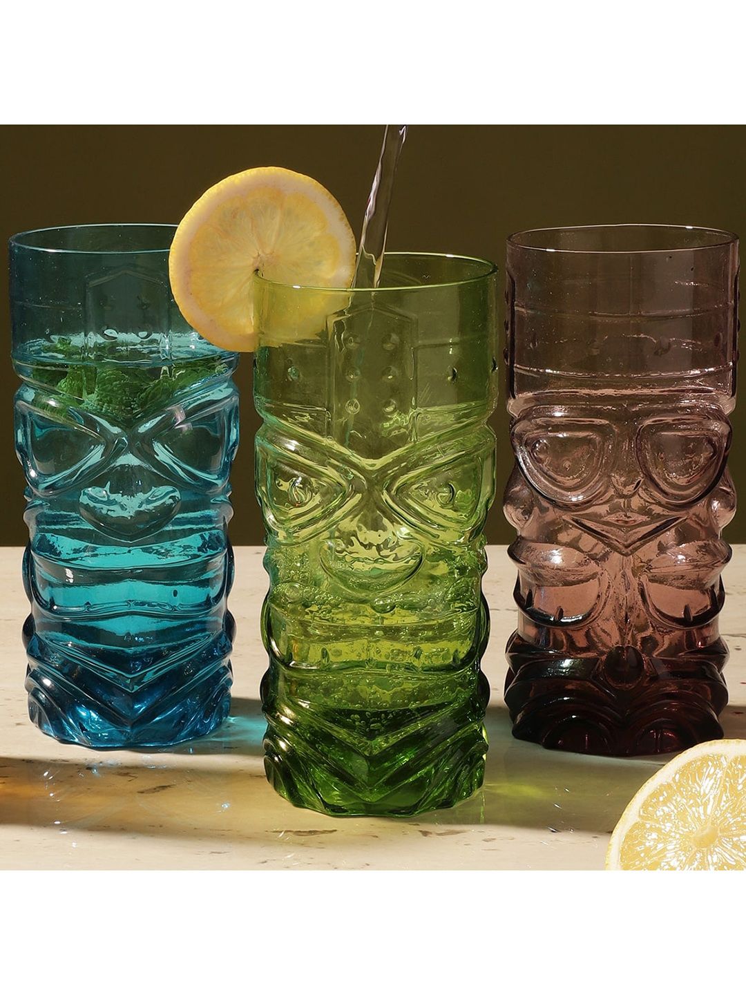 The Decor Mart Set of 3 Assorted Solid Glass Bar and Drinkware Price in India