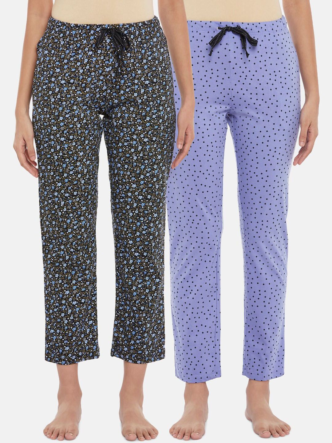 Dreamz by Pantaloons Pack of 2 Women Printed Cropped Lounge Pants Price in India