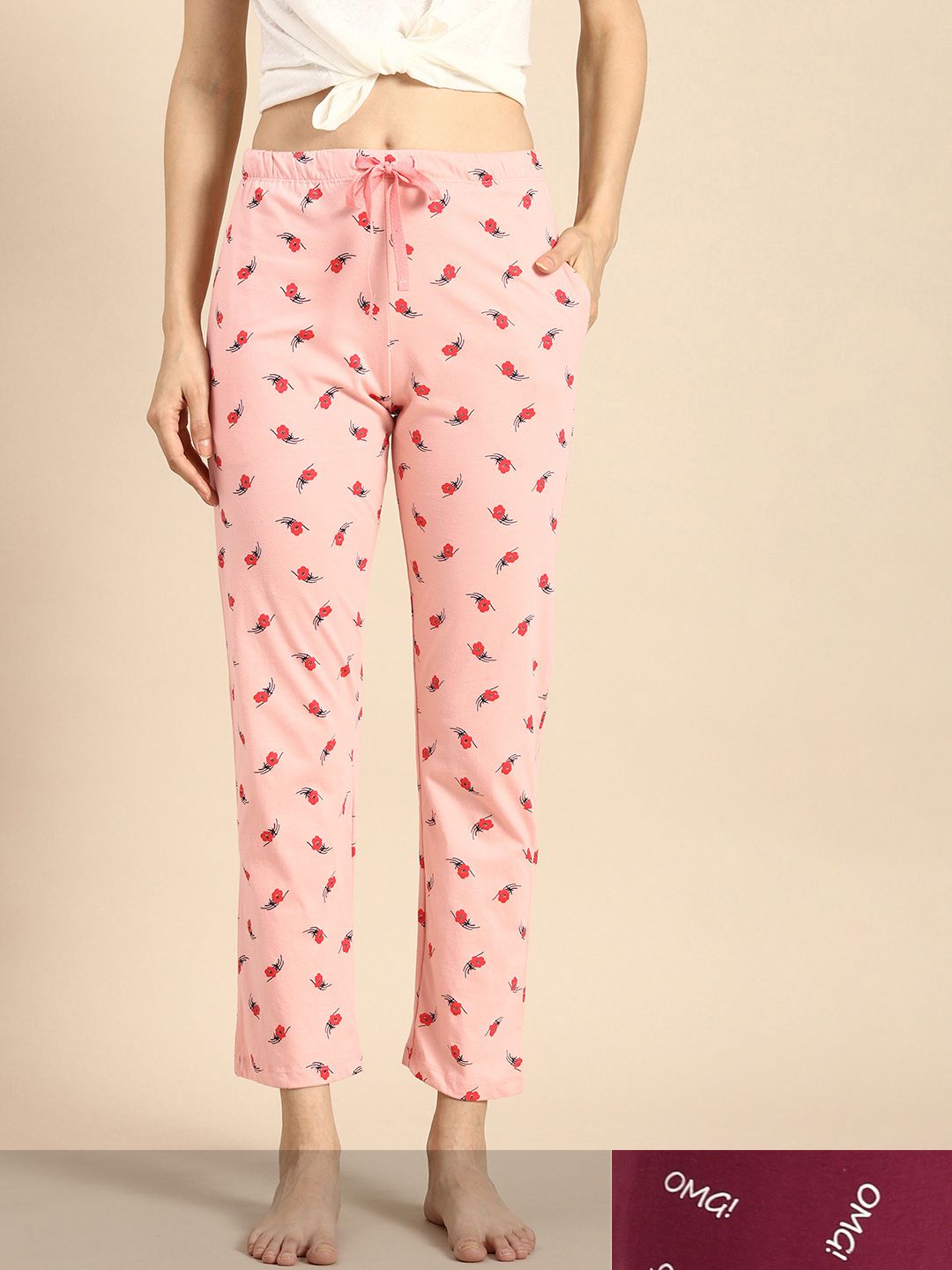 Dreamz by Pantaloons Pack of 2 Maroon & Pink Printed Lounge Pants Price in India