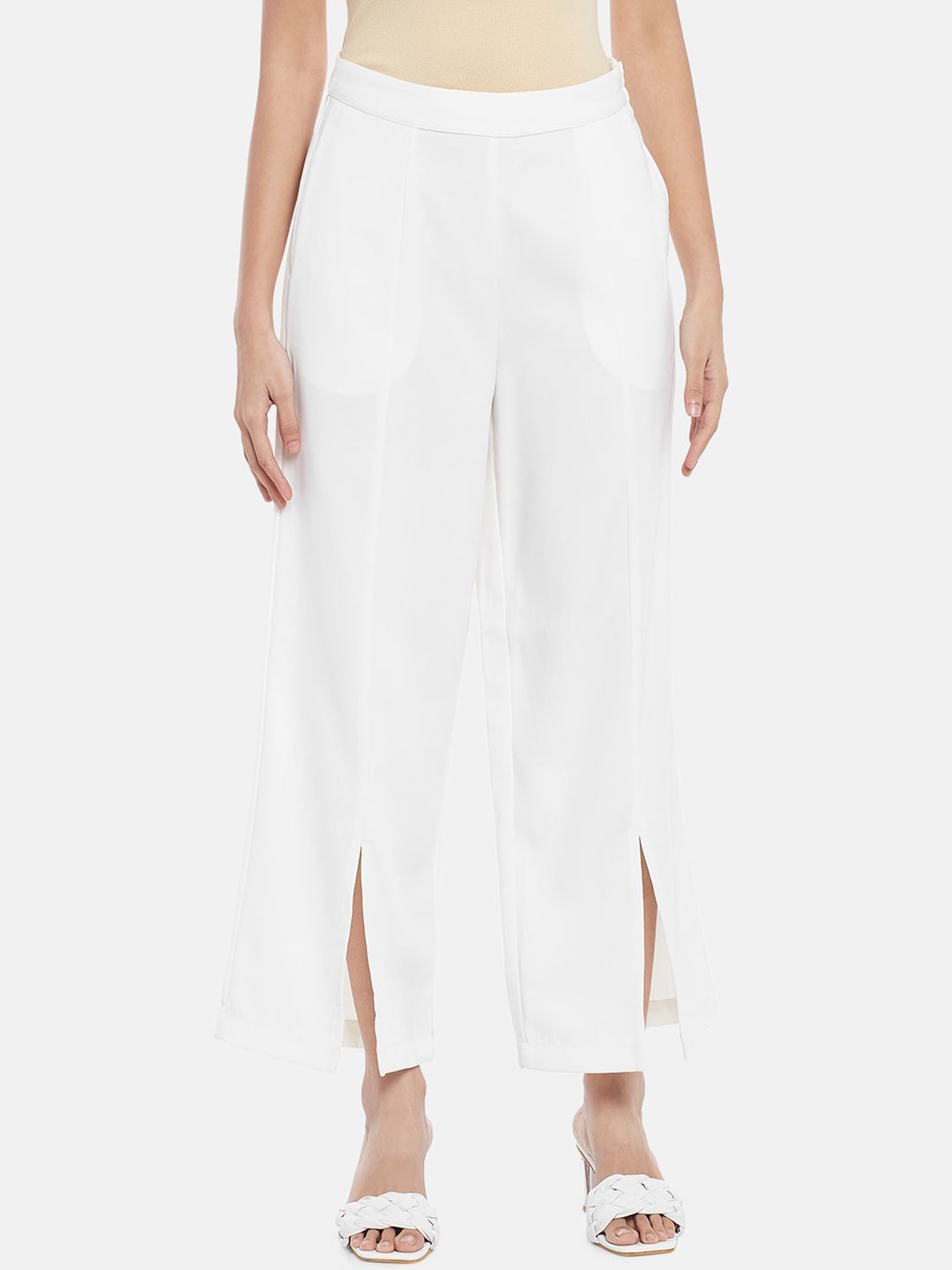 Honey by Pantaloons Women Off White High-Rise Trousers Price in India