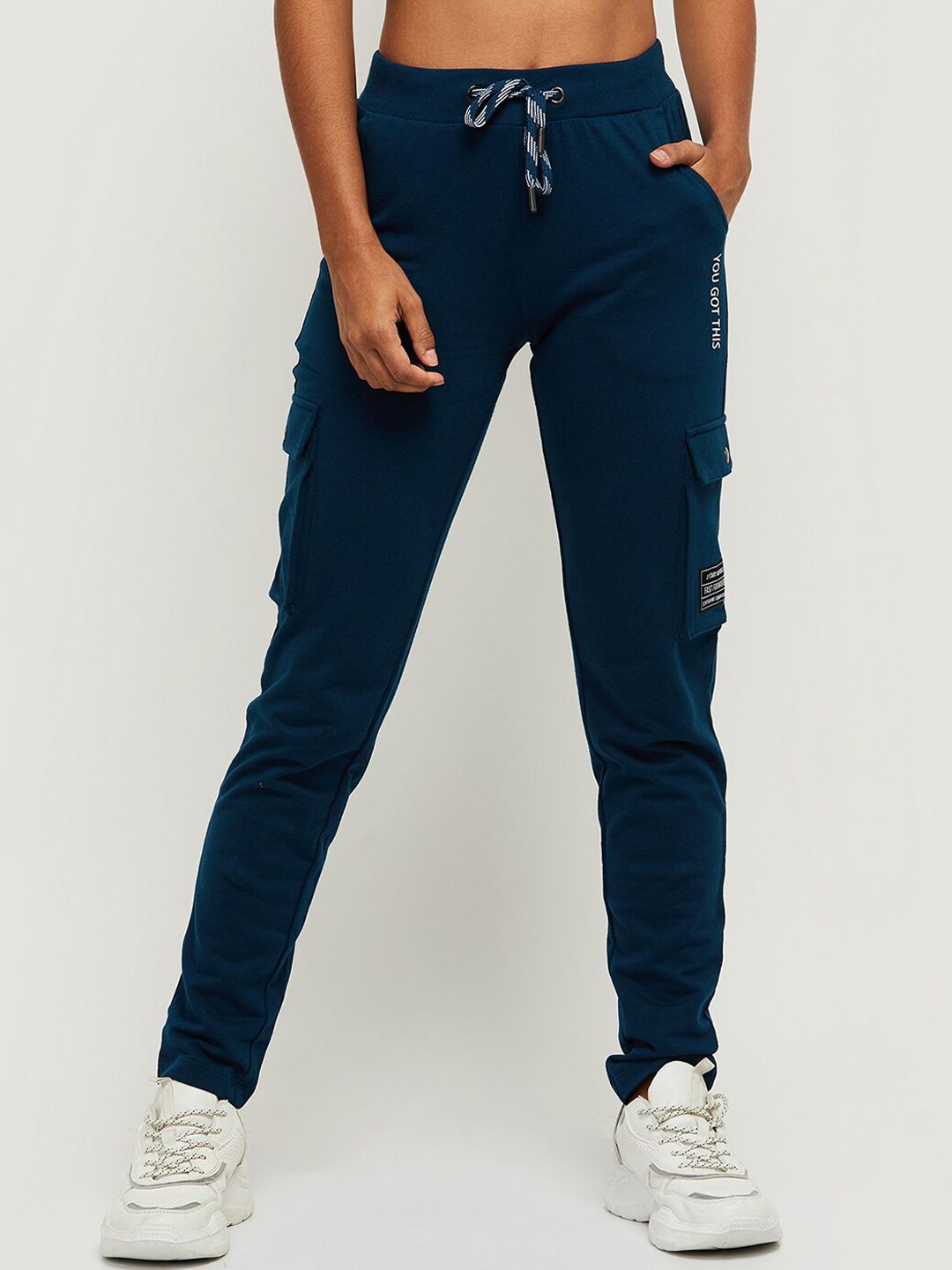 max Men Blue Solid Cotton Track Pants Price in India