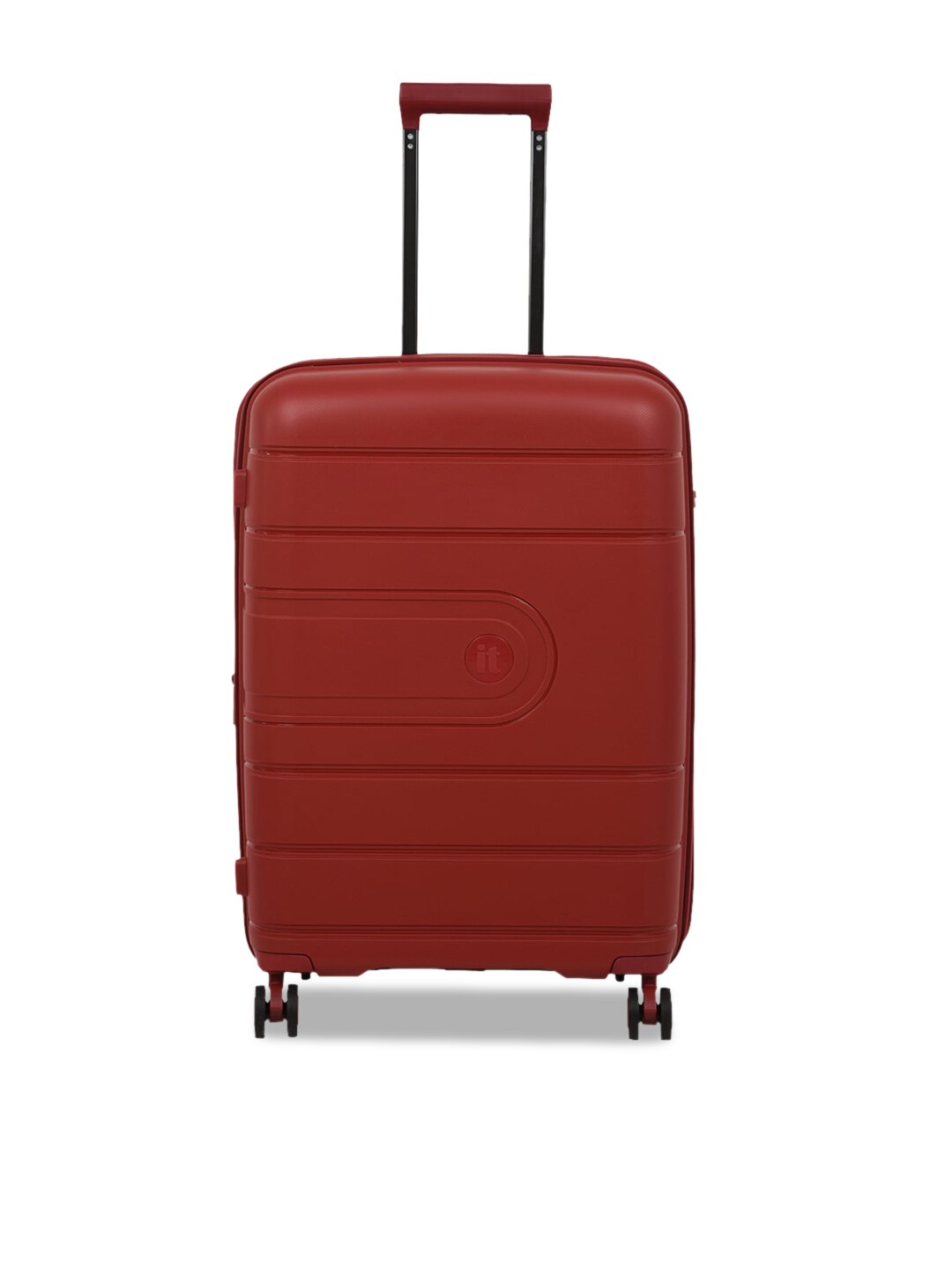 IT luggage Red Solid Hard-Sided Medium Trolley Bag Price in India