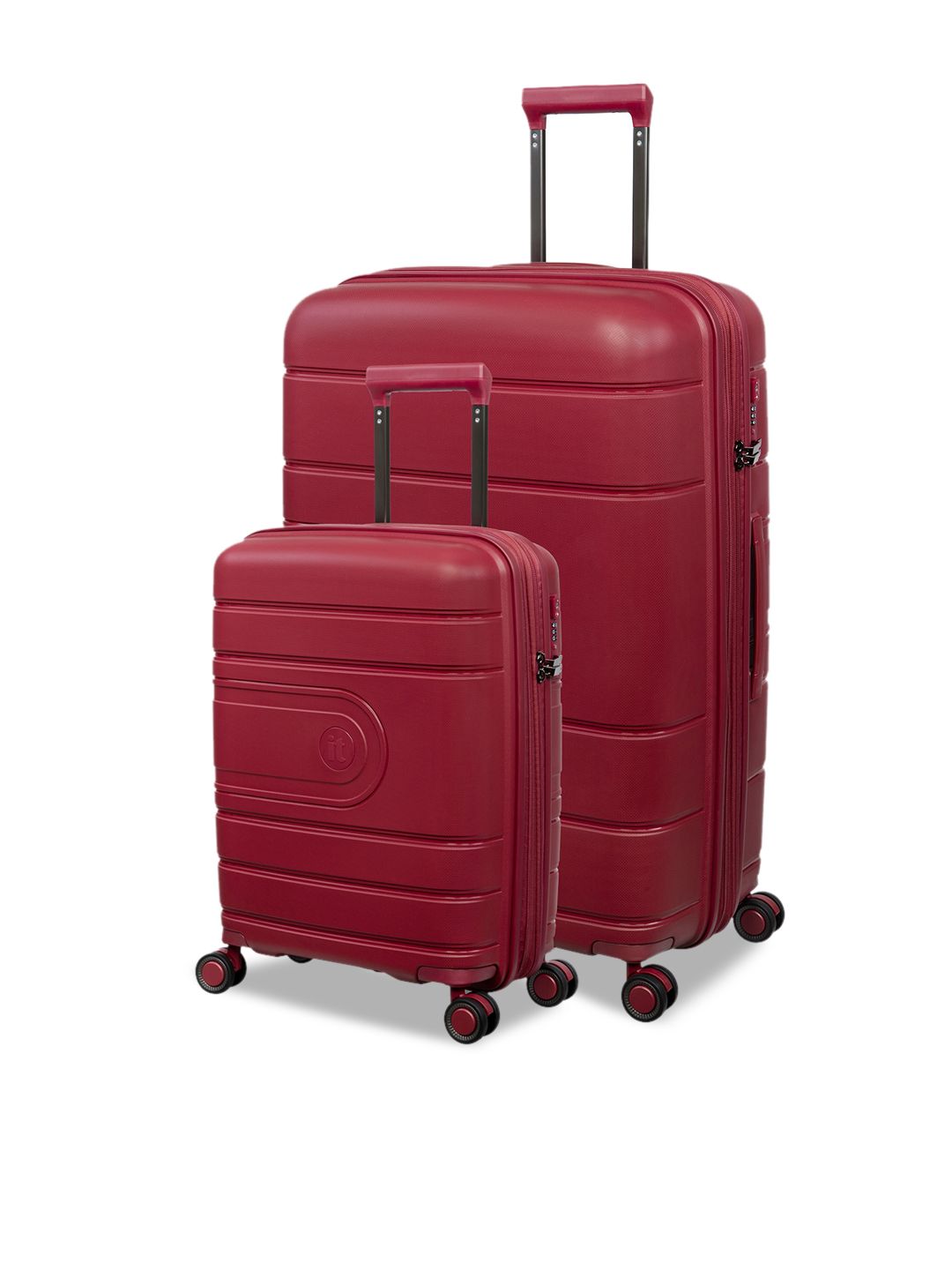 IT luggage Set Of 2 Red Patterned 360-Degree Rotation Hard-Sided Trolley Bag Price in India