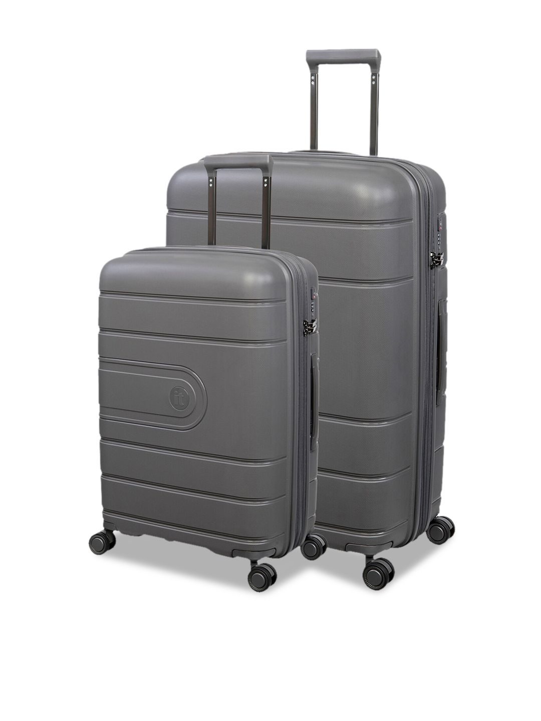 IT luggage Set Of 2 Grey Solid Hard Sided Trolley Bag Price in India