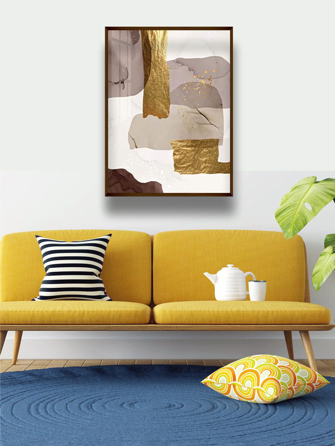 The Art House White & Brown Abstract Printed Painting Wall Art Price in India