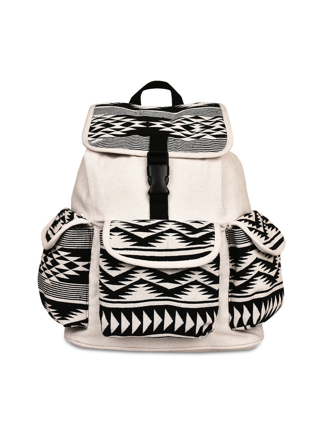 Anekaant Women White & Black Jacquard Backpack Price in India