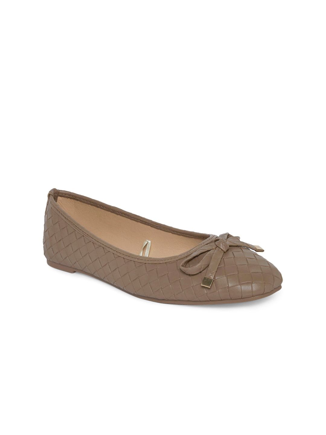 Forever Glam by Pantaloons Women Brown Textured Ballerinas with Bows Flats Price in India