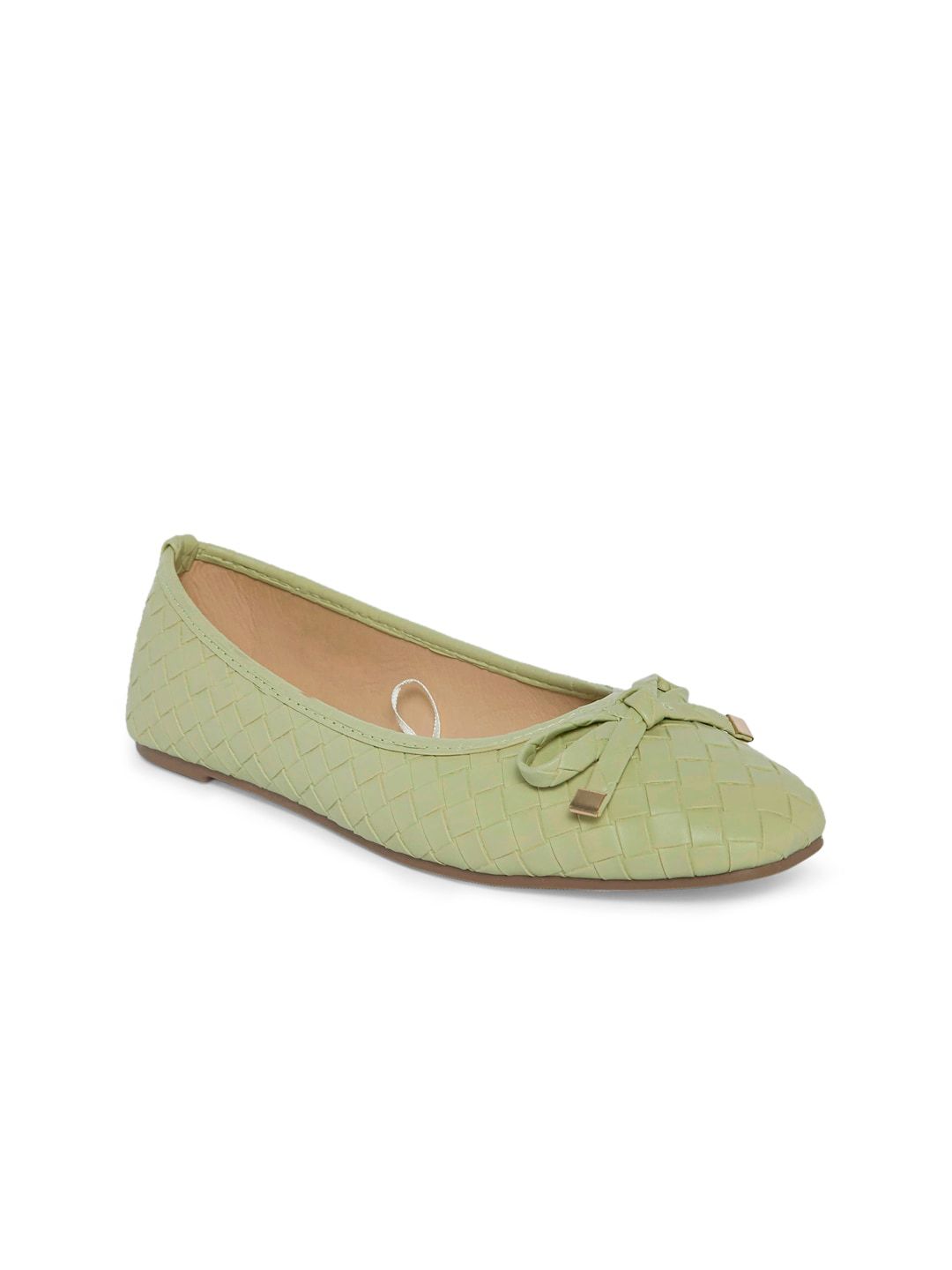 Forever Glam by Pantaloons Women Green Textured Ballerinas with Bows Flats