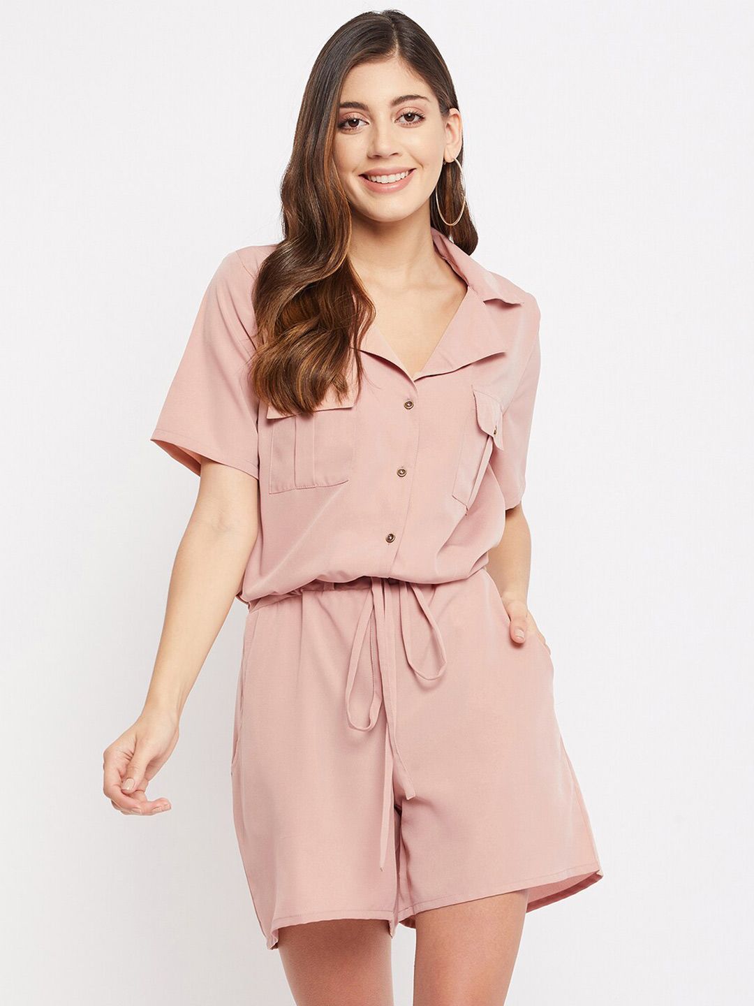 Color Cocktail Pink Basic Jumpsuit Price in India