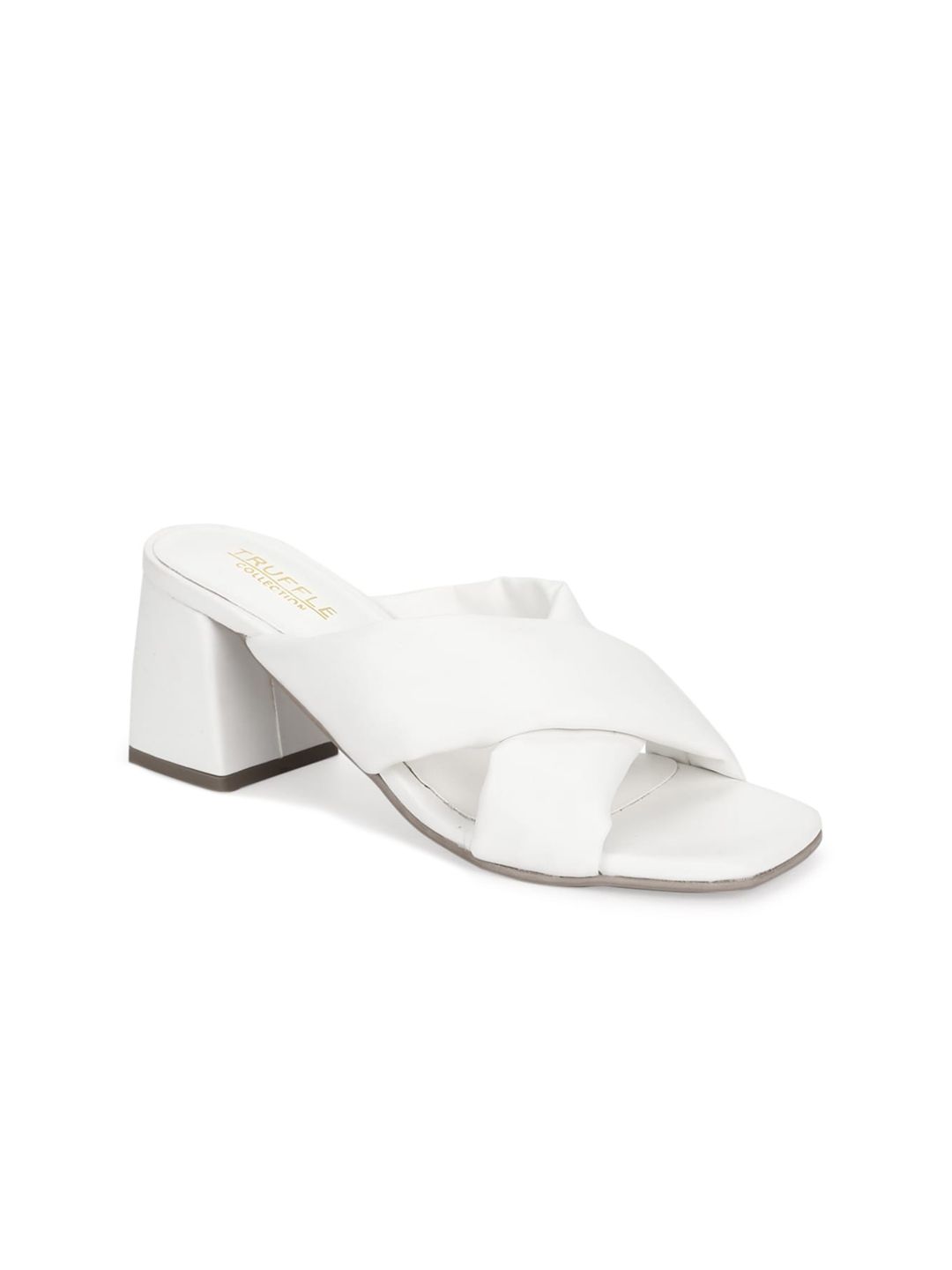 Truffle Collection White PU Block Mules Price in India