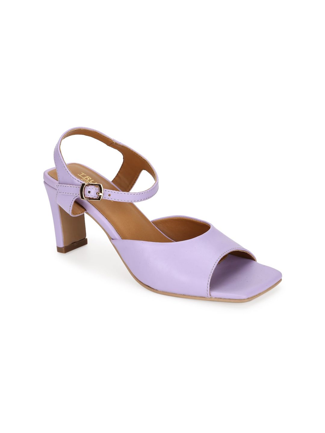 Truffle Collection Purple PU Block Sandals with Buckles Price in India