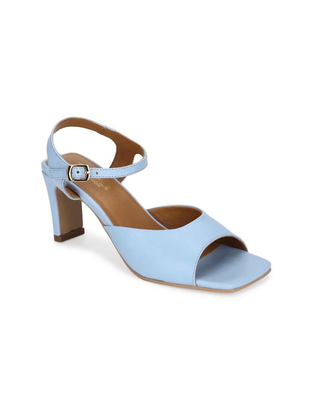 Truffle Collection Blue PU Block Peep Toes Price in India