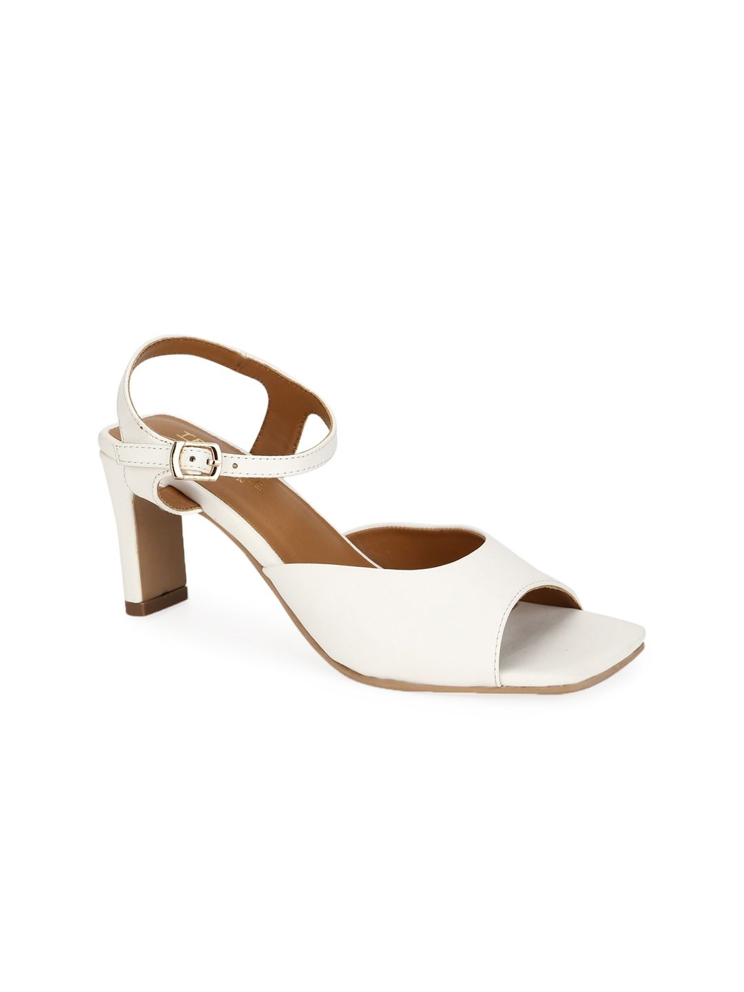 Truffle Collection White PU Block Peep Toes Price in India