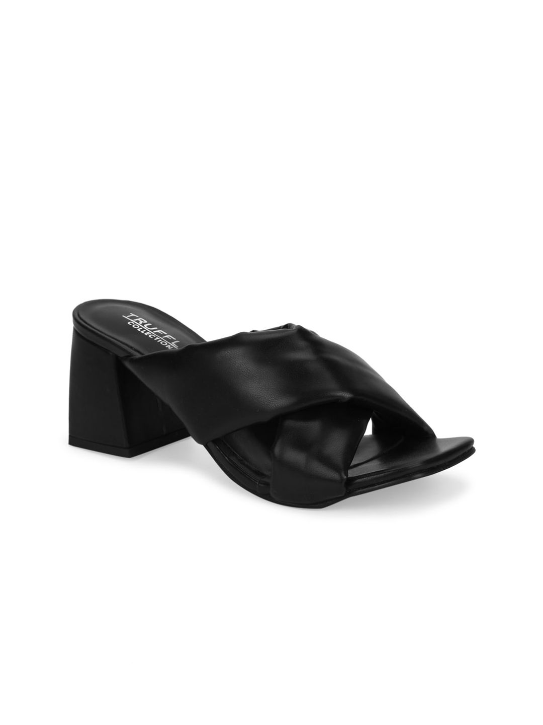 Truffle Collection Black PU Block Mules Price in India