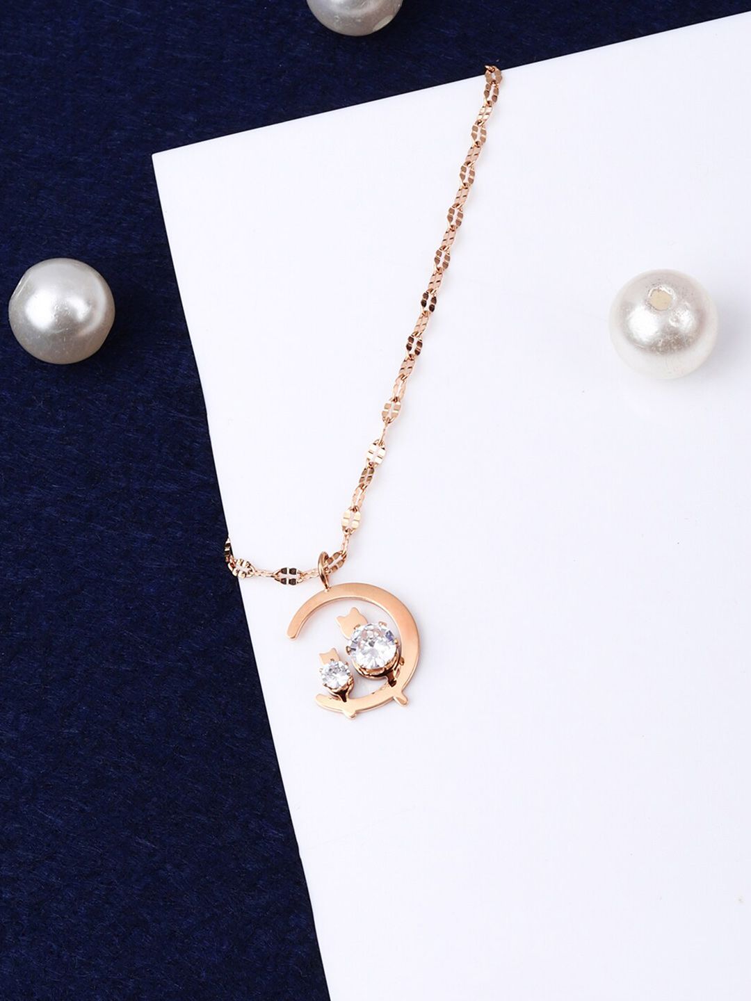 Devora Rose Gold & White Rose Gold-Plated Necklace Price in India