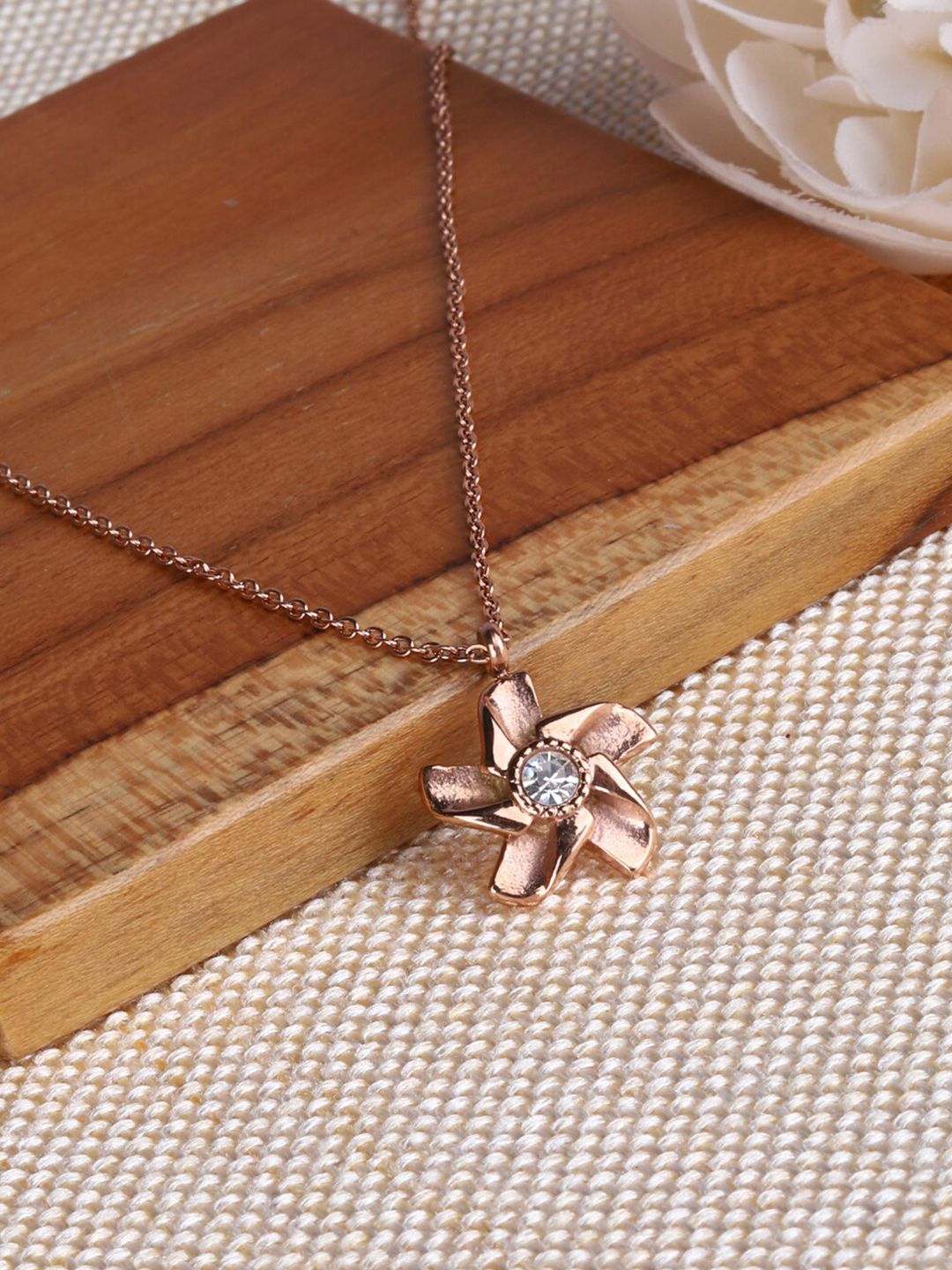 Devora Rose Gold & White Rose Gold-Plated Necklace Price in India