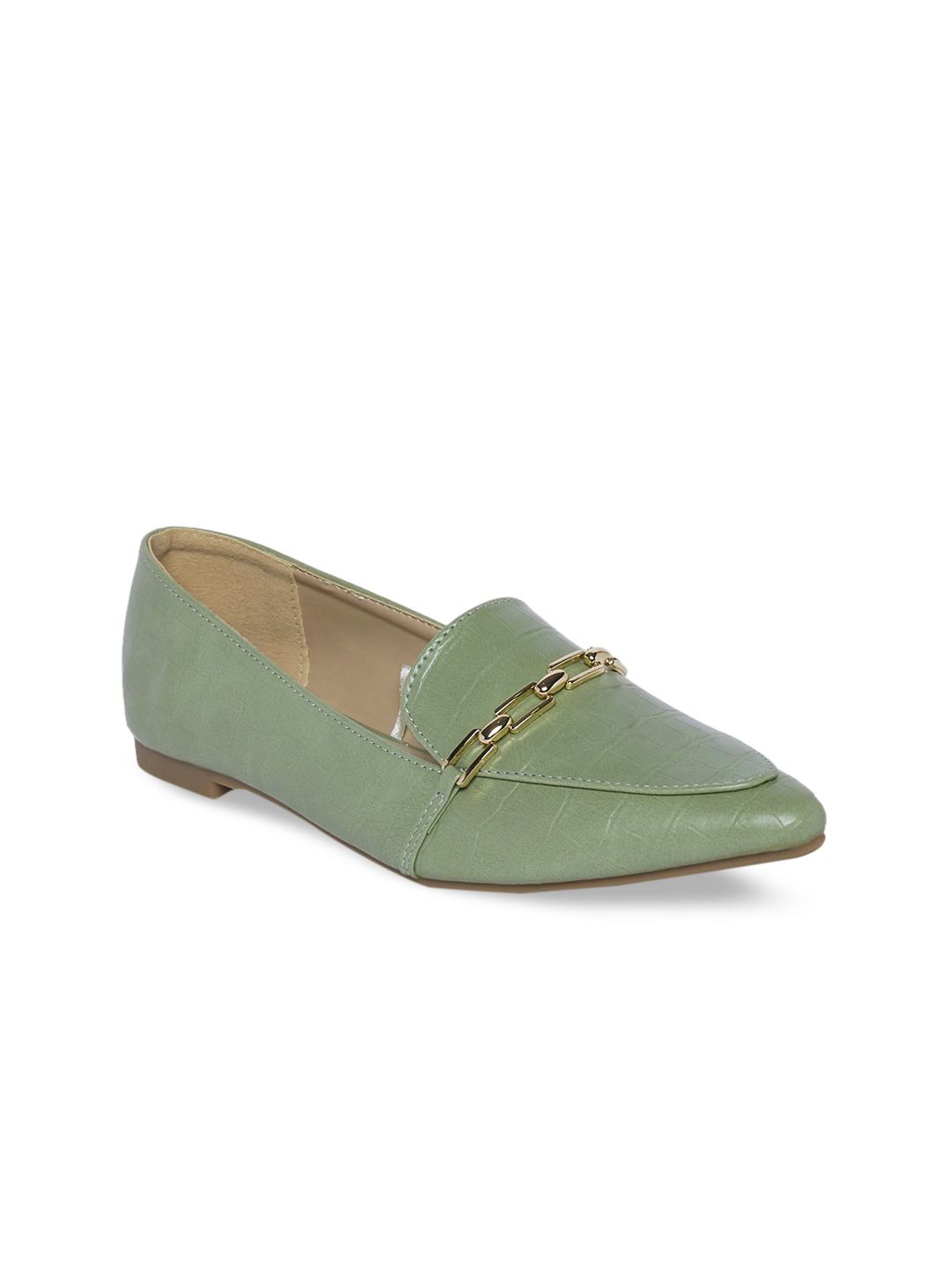 Forever Glam by Pantaloons Women Green PU Loafers Price in India