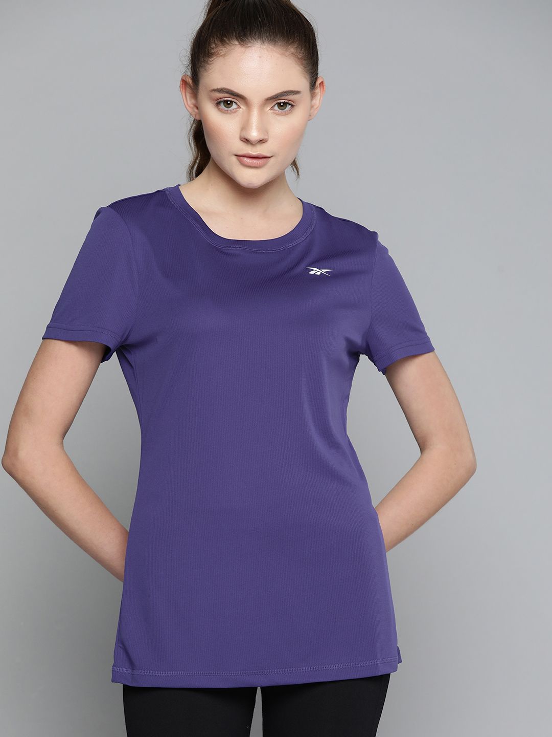 Reebok Women Purple Speedwick Slim Fit T-shirt Price in India