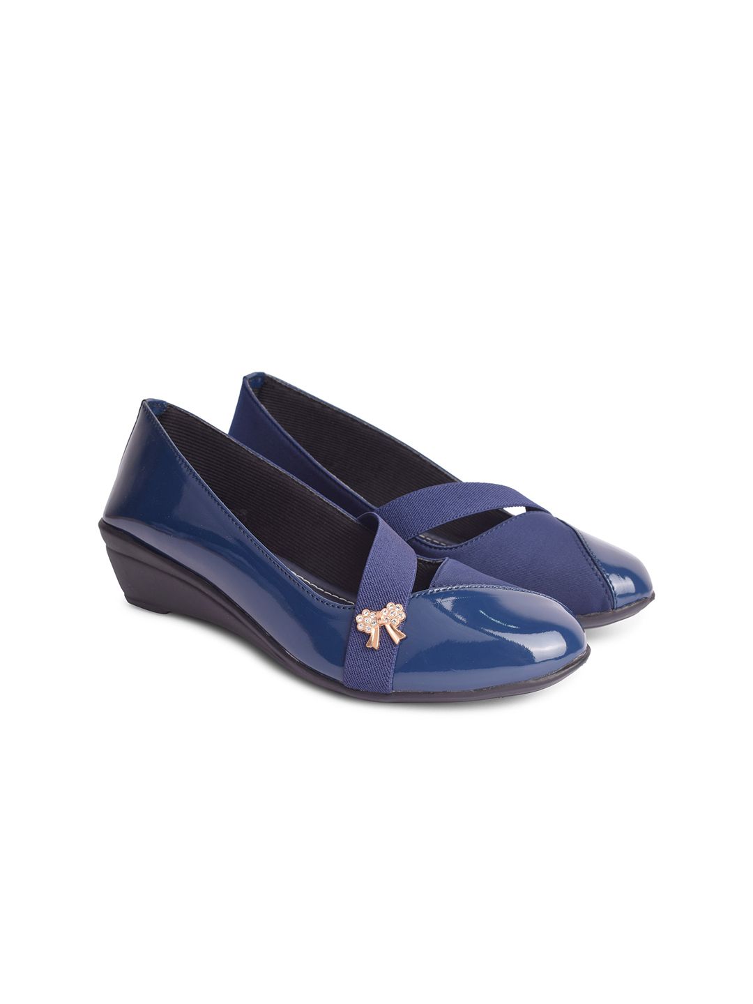 XE LOOKS Navy Blue Wedge Pumps Price in India