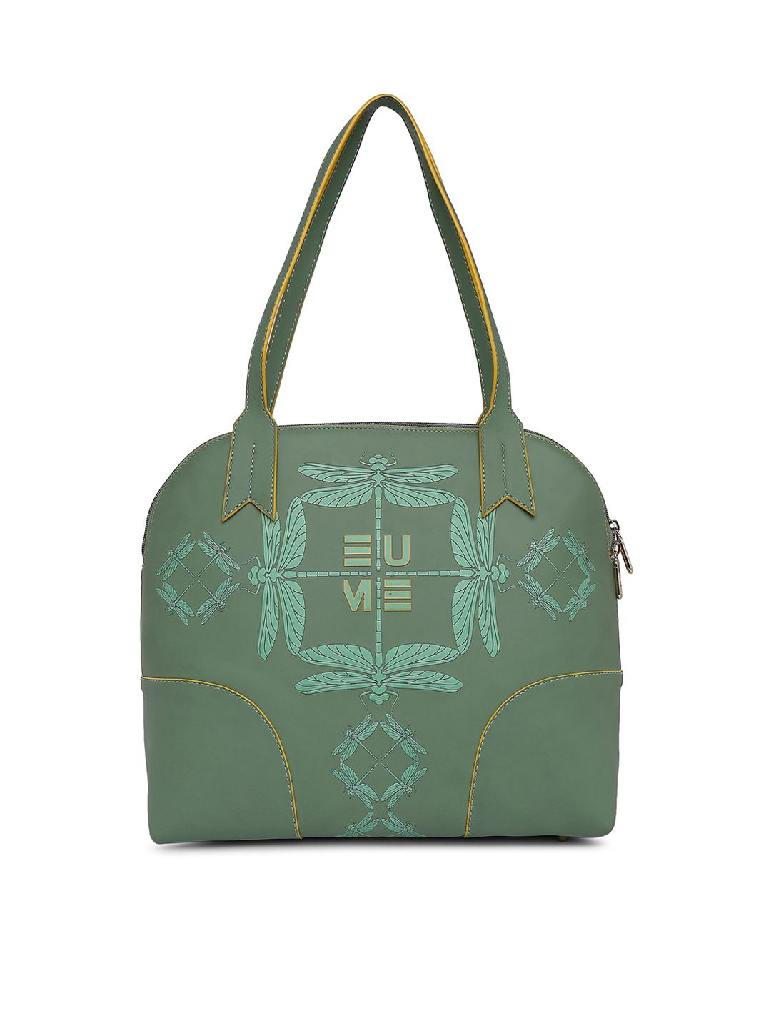 EUME Green Printed Structured Shoulder Bag with Cut Work Price in India