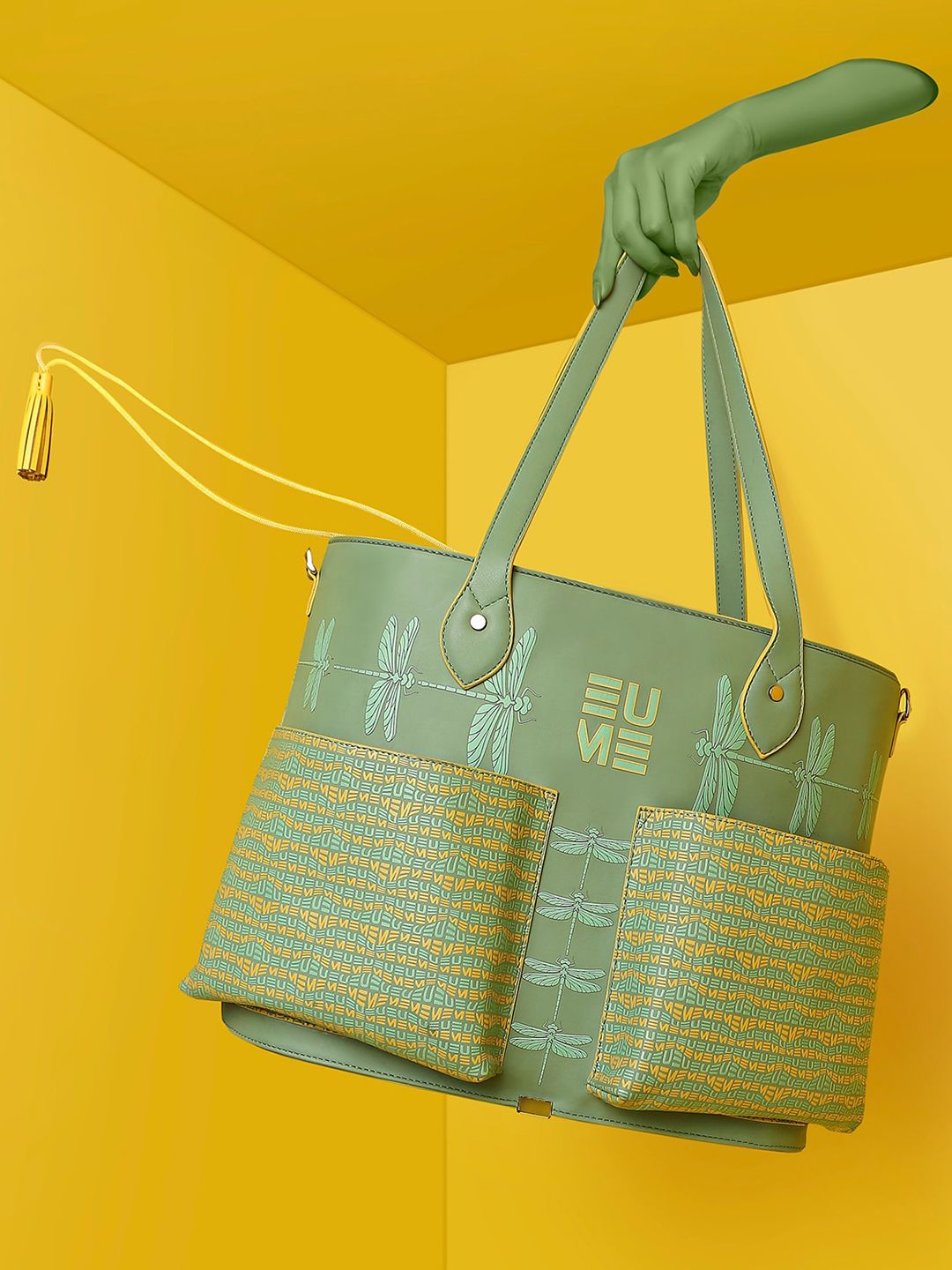 EUME Green Printed Structured Shoulder Bag Price in India