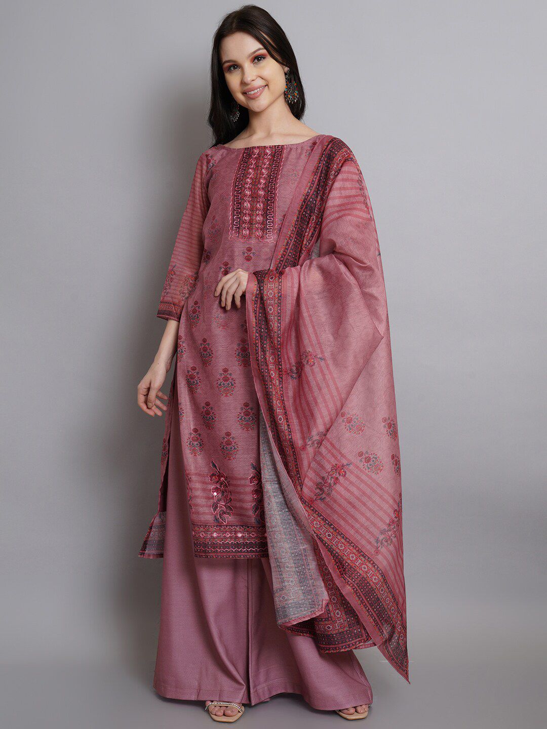 Stylee LIFESTYLE Pink Unstitched Dress Material Price in India