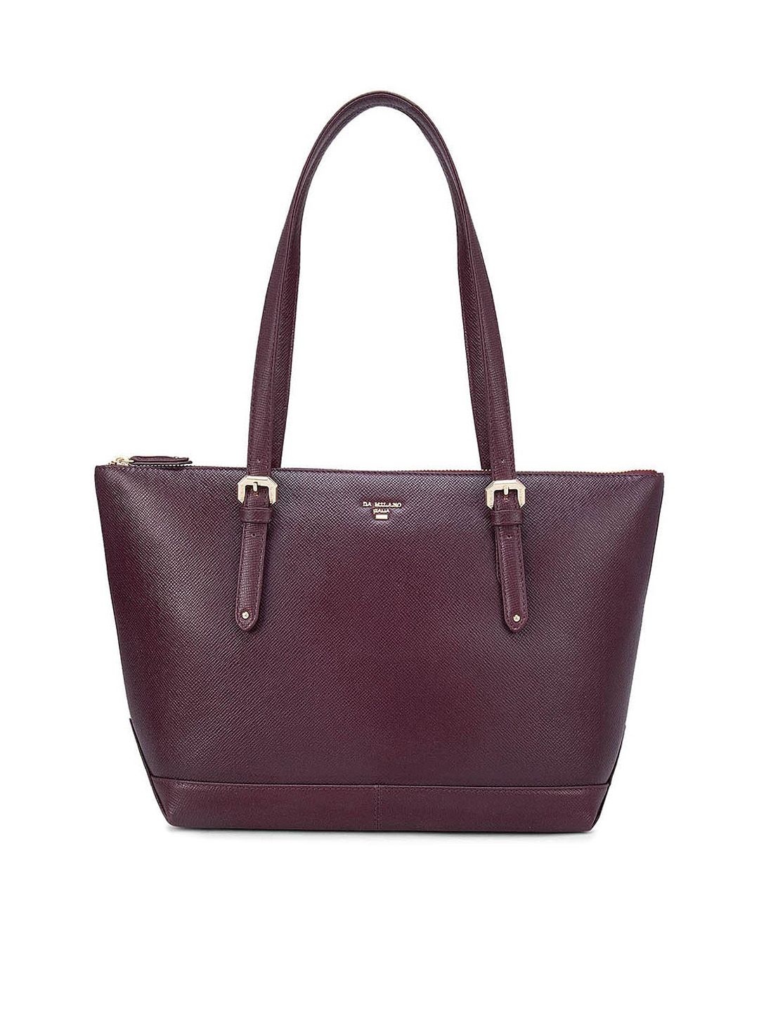 Da Milano Burgundy Leather Structured Shoulder Bag Price in India