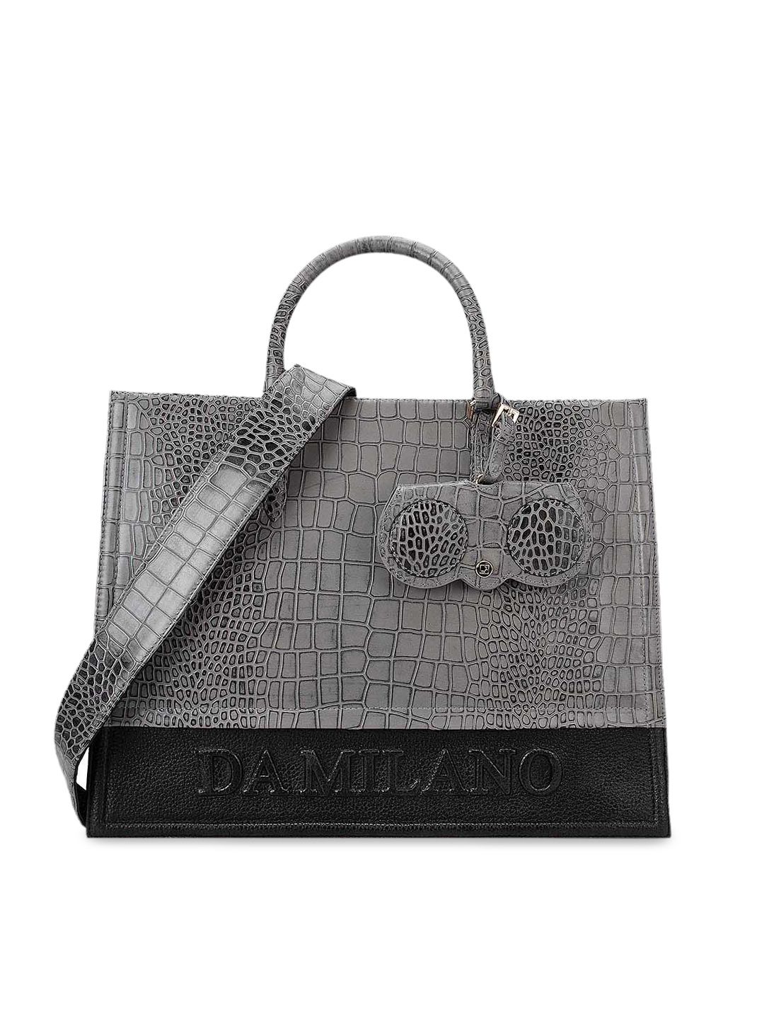 Da Milano Grey Animal Leather Oversized Shopper Handheld Bag Price in India