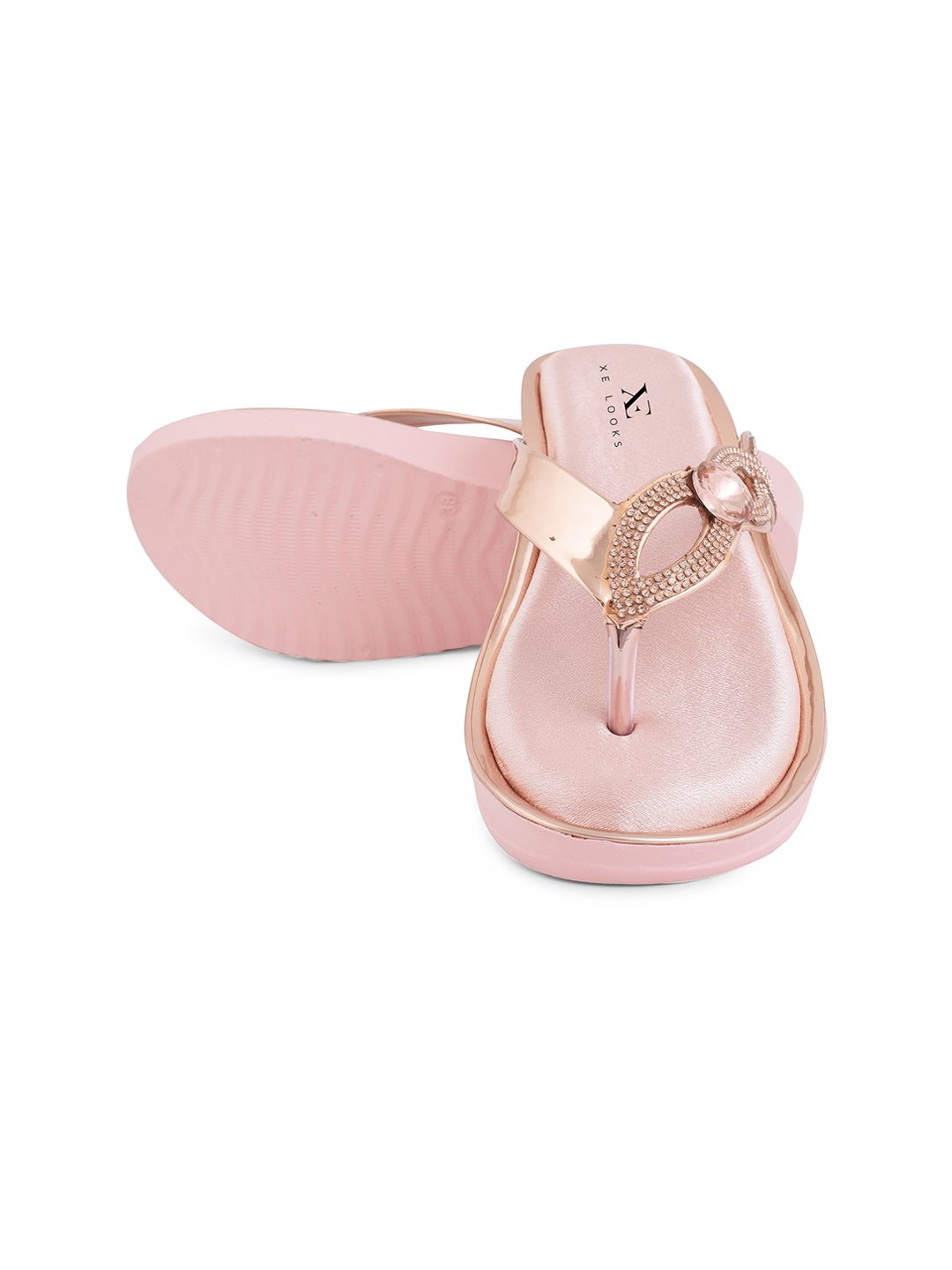 XE LOOKS Peach-Coloured Wedge Sandals Price in India