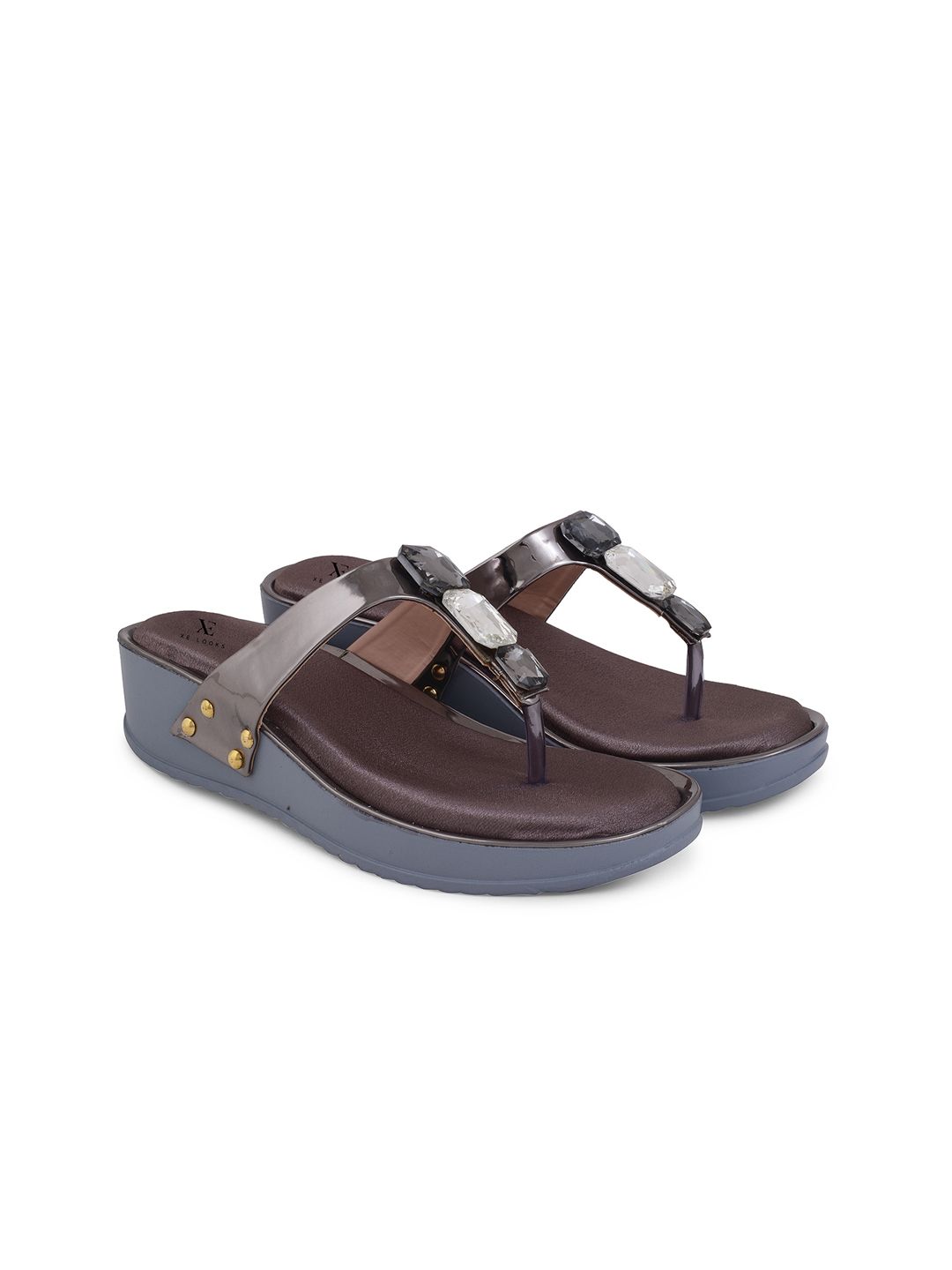 XE LOOKS Grey Wedge Sandals Price in India