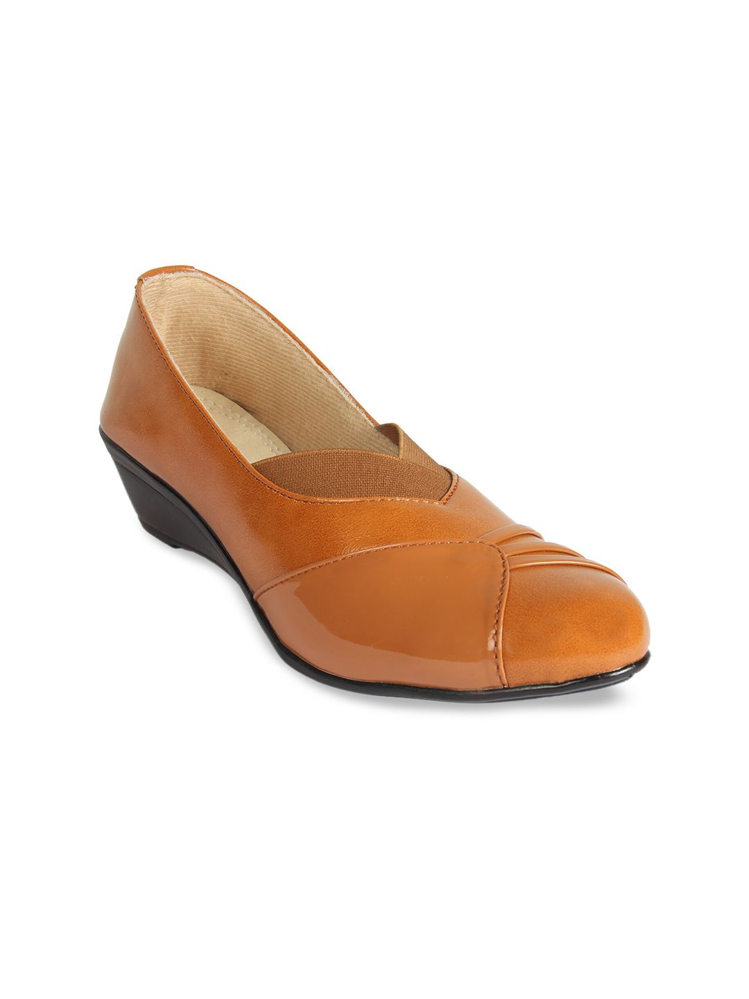 XE LOOKS Tan Wedge Pumps with Bows Price in India