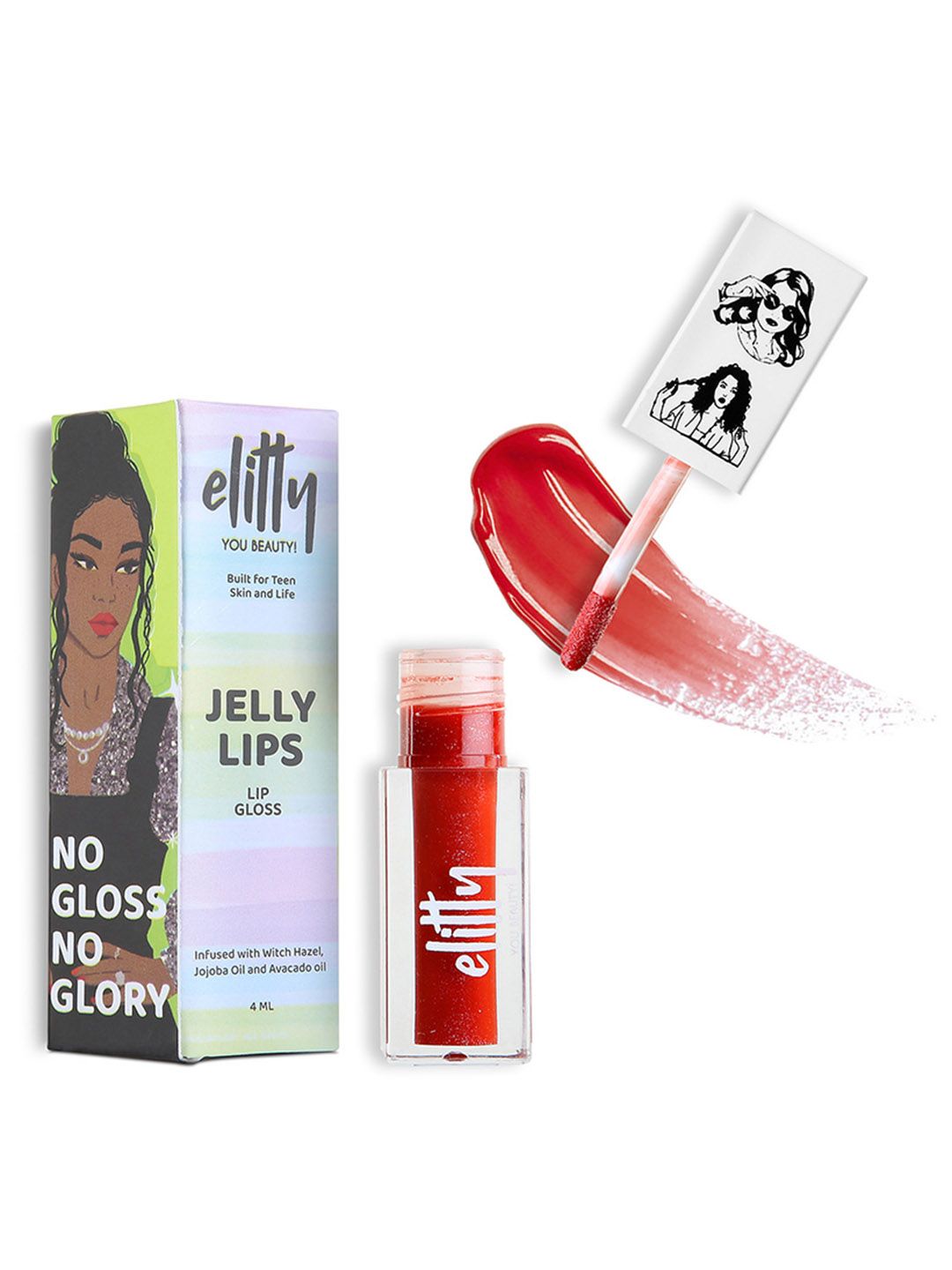 Elitty Teen Girls Jelly Lips Long-Lasting Lip Gloss with Witch Hazel 4ml - Pretty Extra