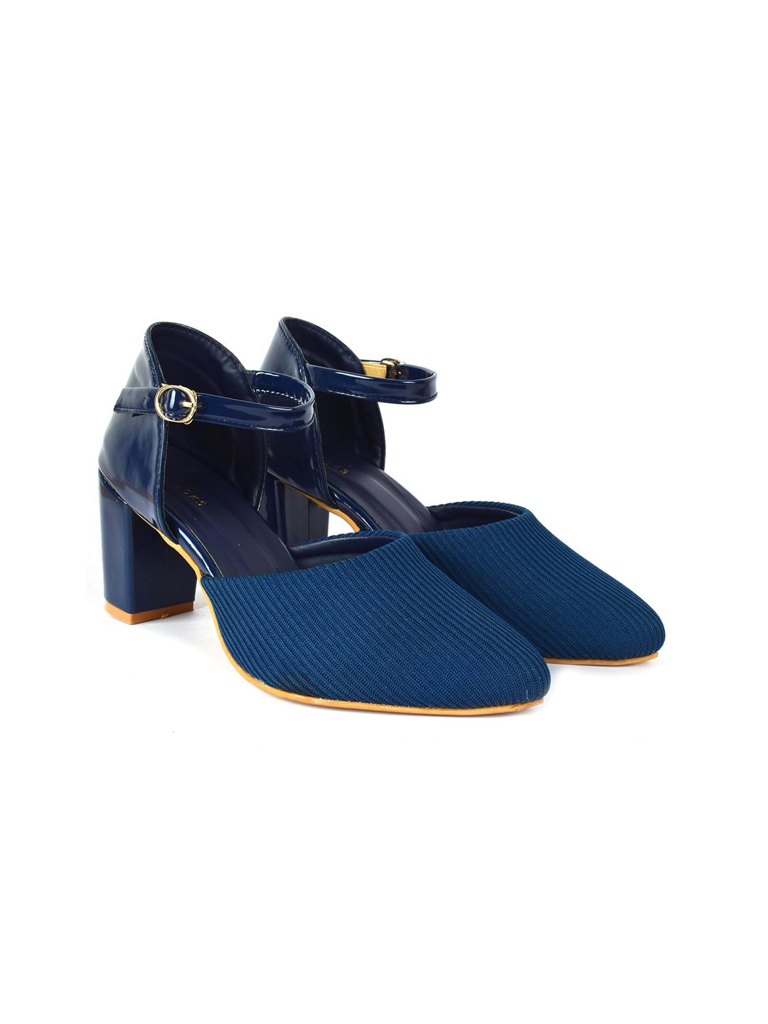 XE LOOKS Navy Blue Block Pumps with Bows Price in India