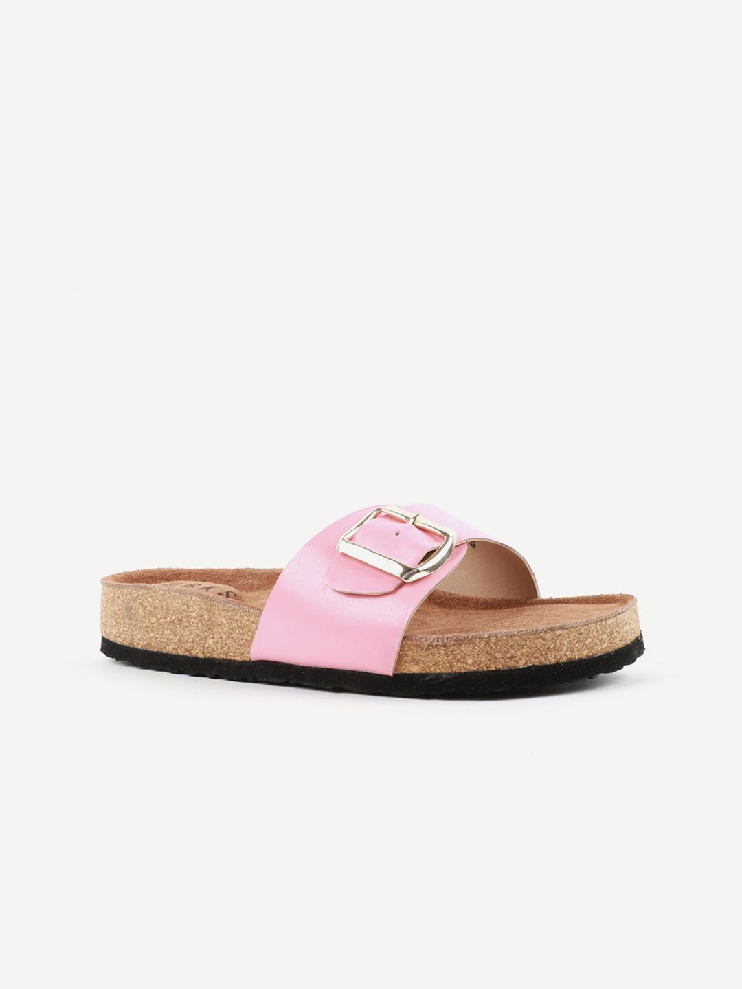 Carlton London Women Pink Open Toe Flats with Buckles Price in India