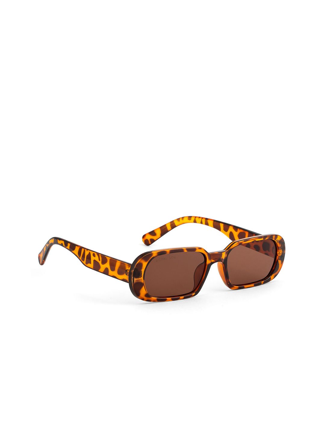 ROYAL SON Women Brown Lens & Brown Rectangle Sunglasses with UV Protected Lens Price in India