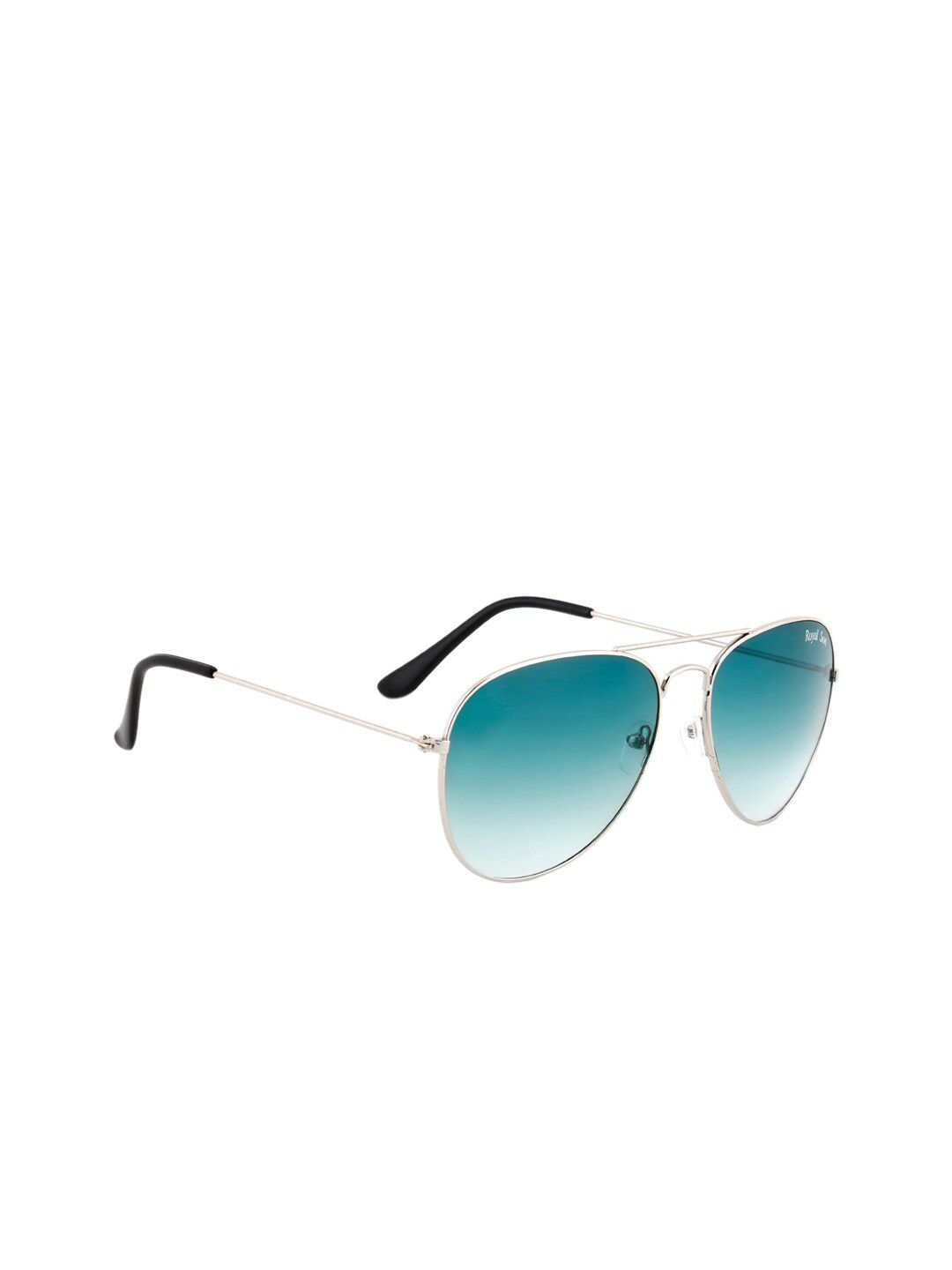 ROYAL SON Unisex Green Lens & Silver-Toned Aviator Sunglasses with UV Protected Lens Price in India