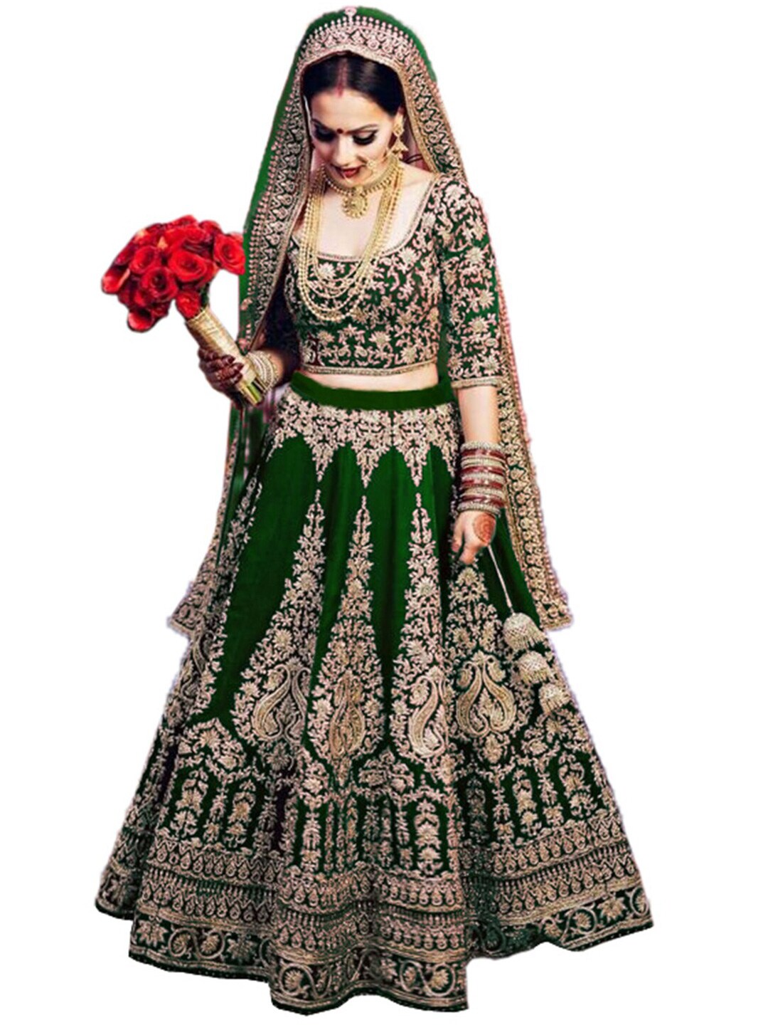 Xenilla Green & Black Embroidered Semi-Stitched Lehenga & Blouse With Dupatta Price in India