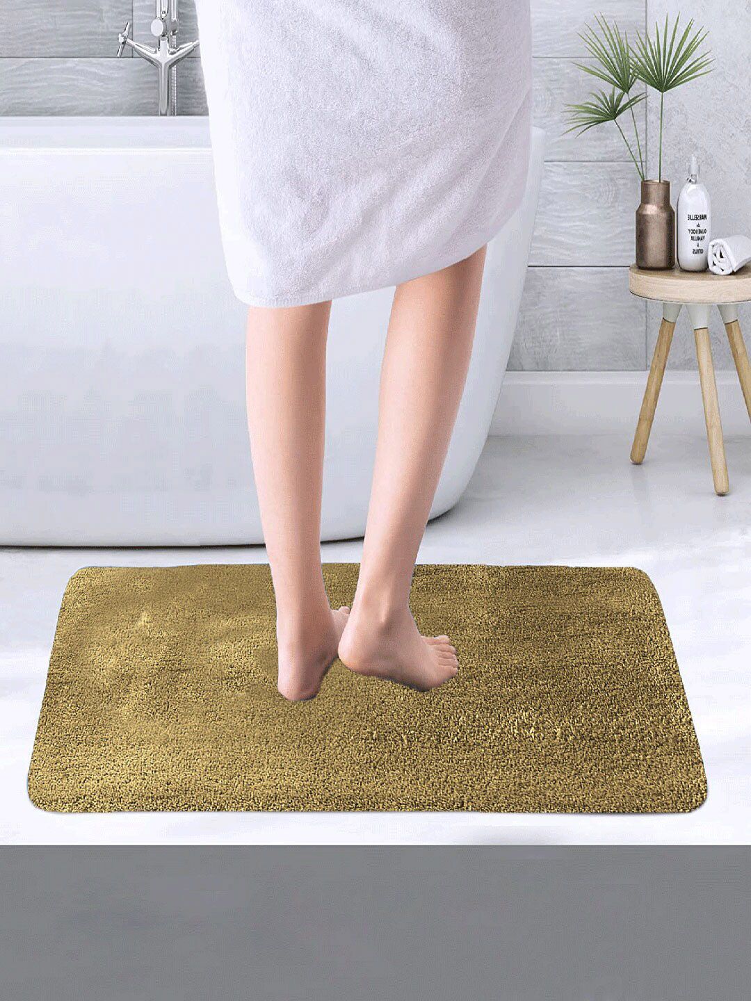 LUXEHOME INTERNATIONAL Gold Coloured Solid Anti-Skid Doormats Price in India
