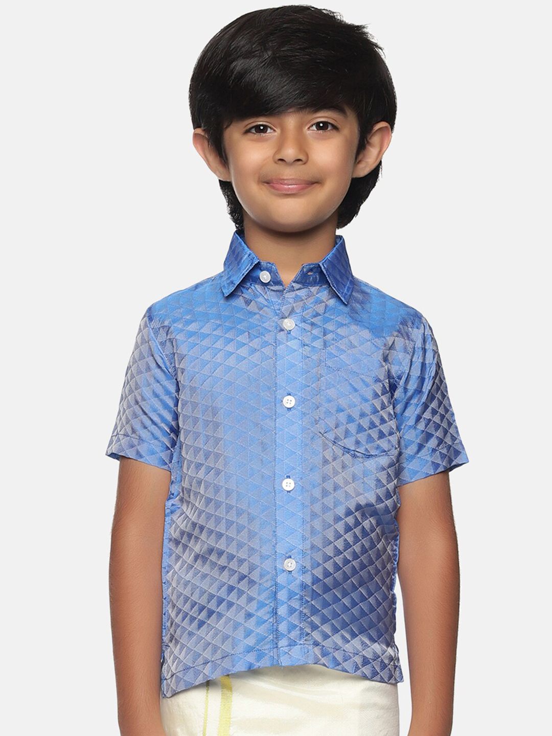 Sethukrishna Boys Blue Classic Printed Party Shirt