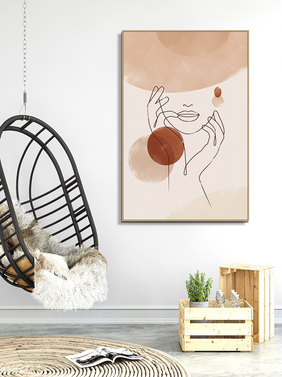 HomeTown Beige & Brown Abstract Painting Wall Art Price in India