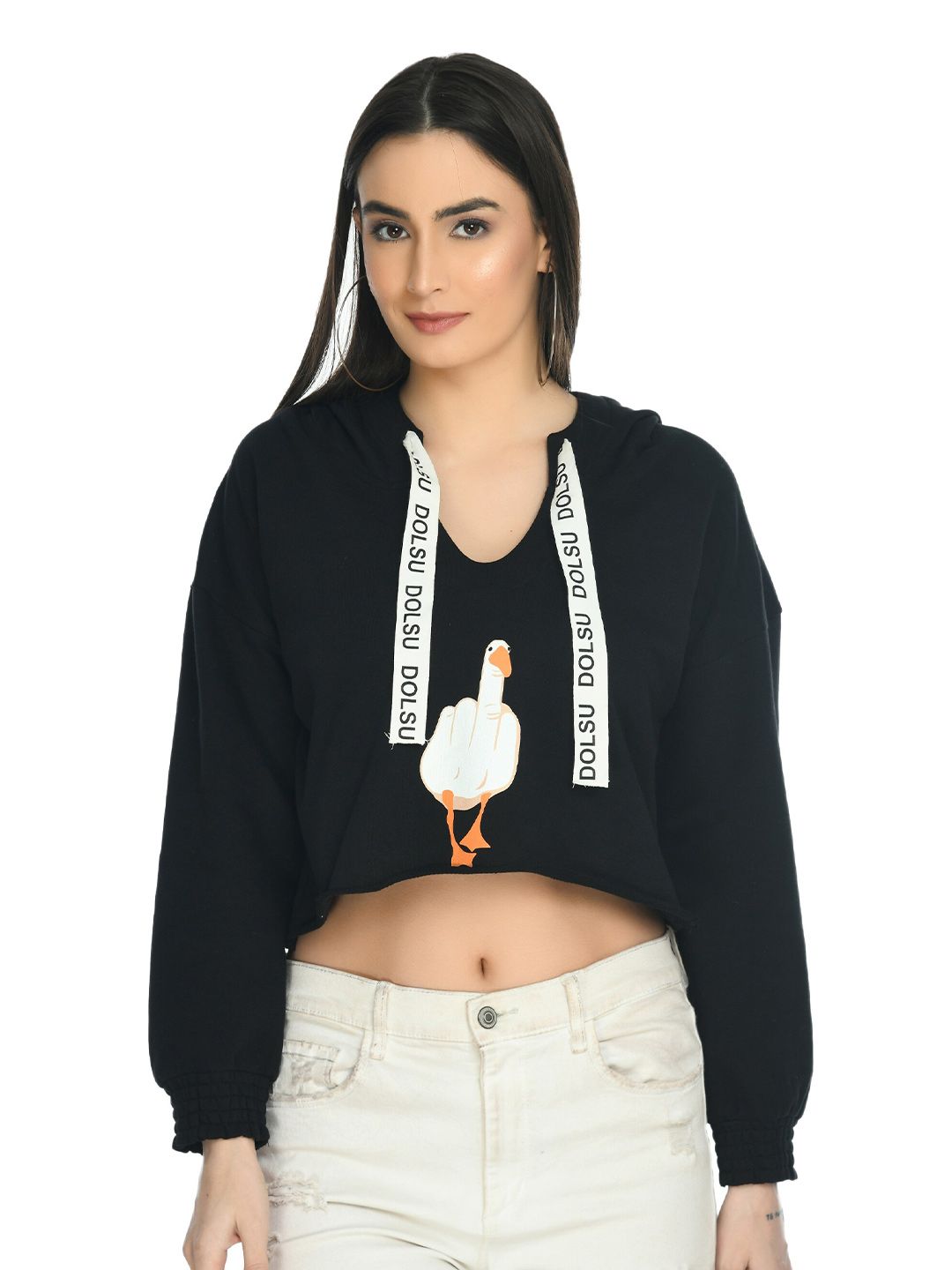 DOLSU Women Black Sweatshirt Price in India