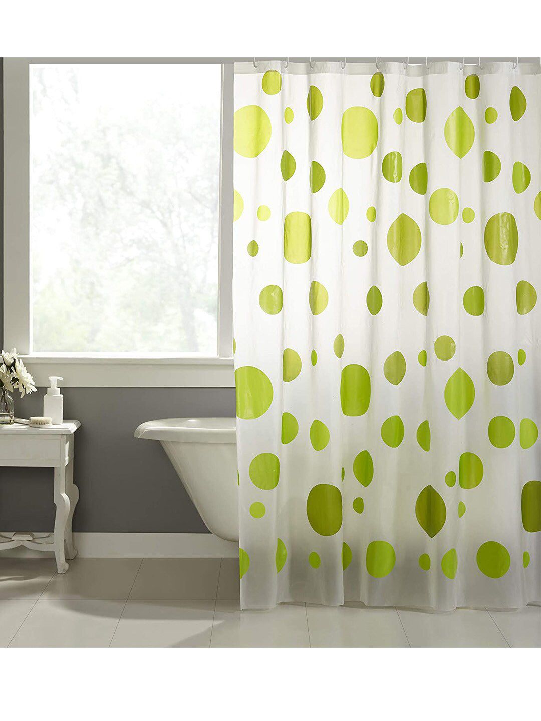 homewards White & Green Printed Shower Curtains Price in India