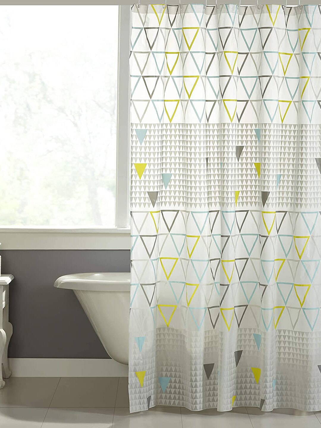 homewards White & Grey Printed Shower Curtains Price in India