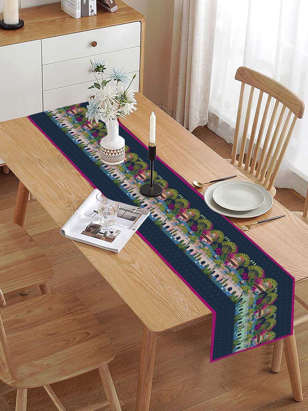 homewards Blue & Green Printed Table Runner Price in India